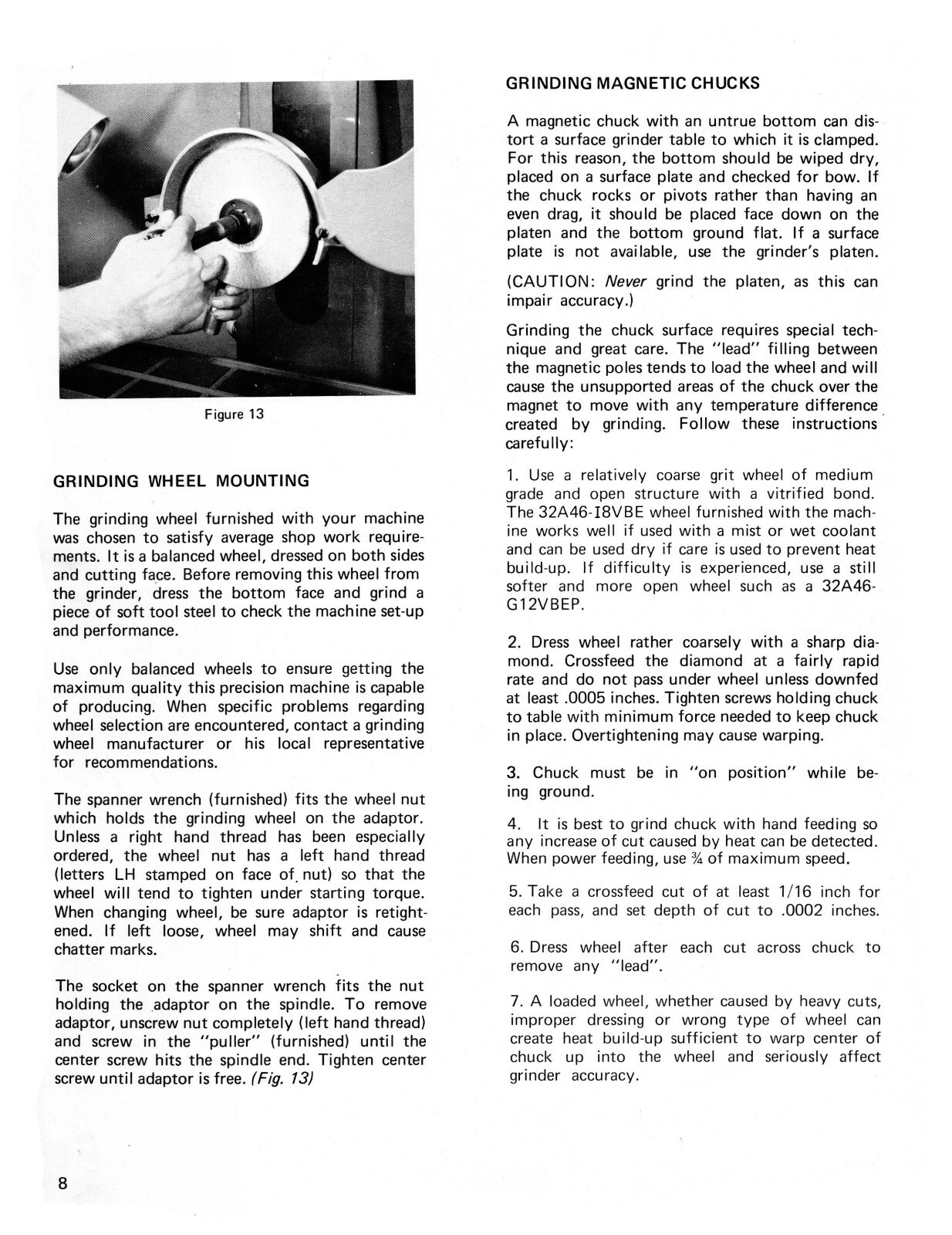 Harig Surface Grinder 612 & 618 Instruction & Parts List Manual #1516