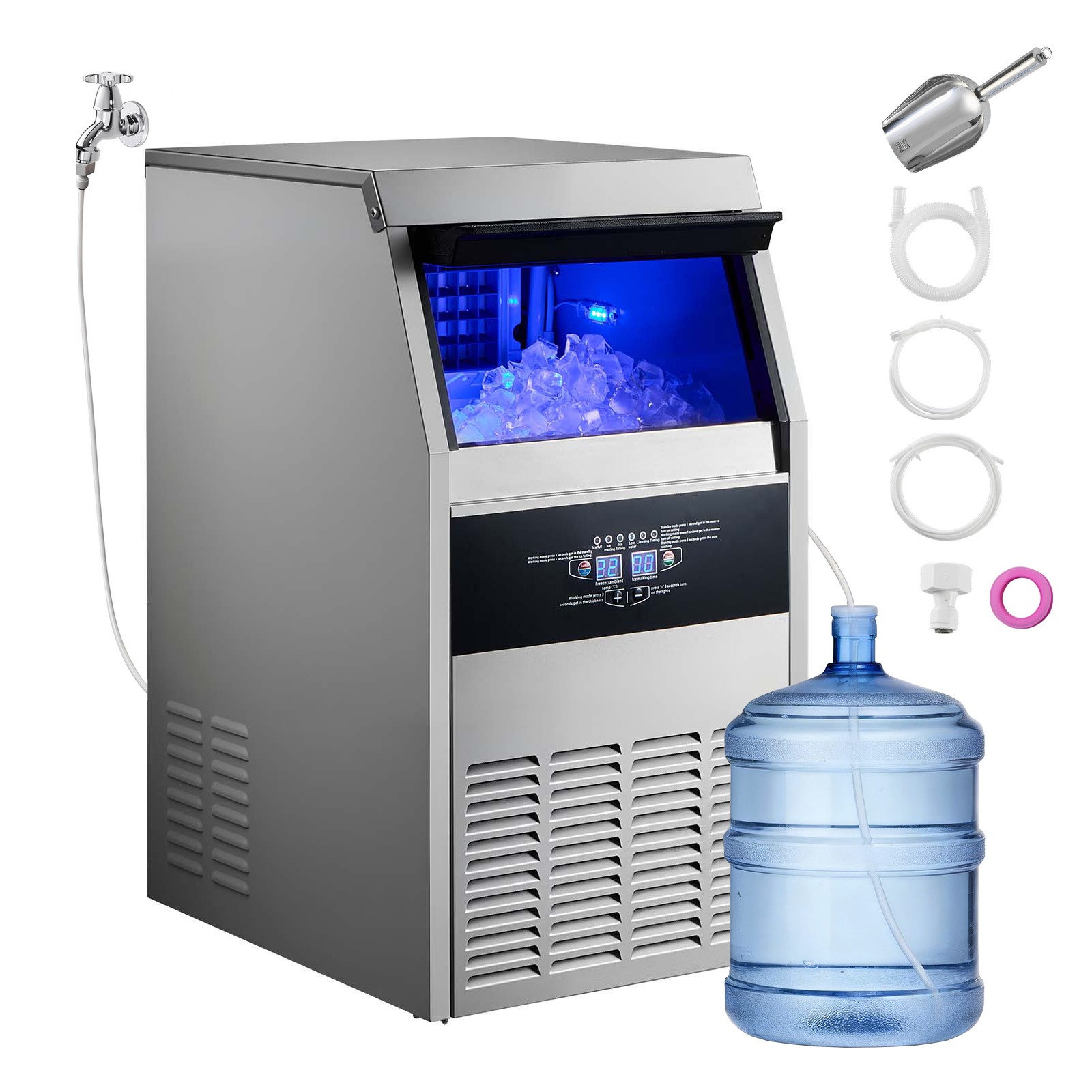Uimoso 150lbs Commercial Ice Maker Built-in Ice Cube Machine Dual Water Inlet