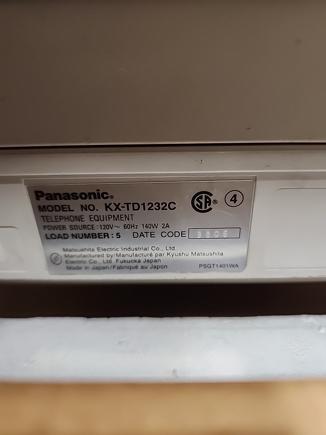 Panasonic KX-TD1232 Telephone Digital Super Hybrid System With 2 8ext