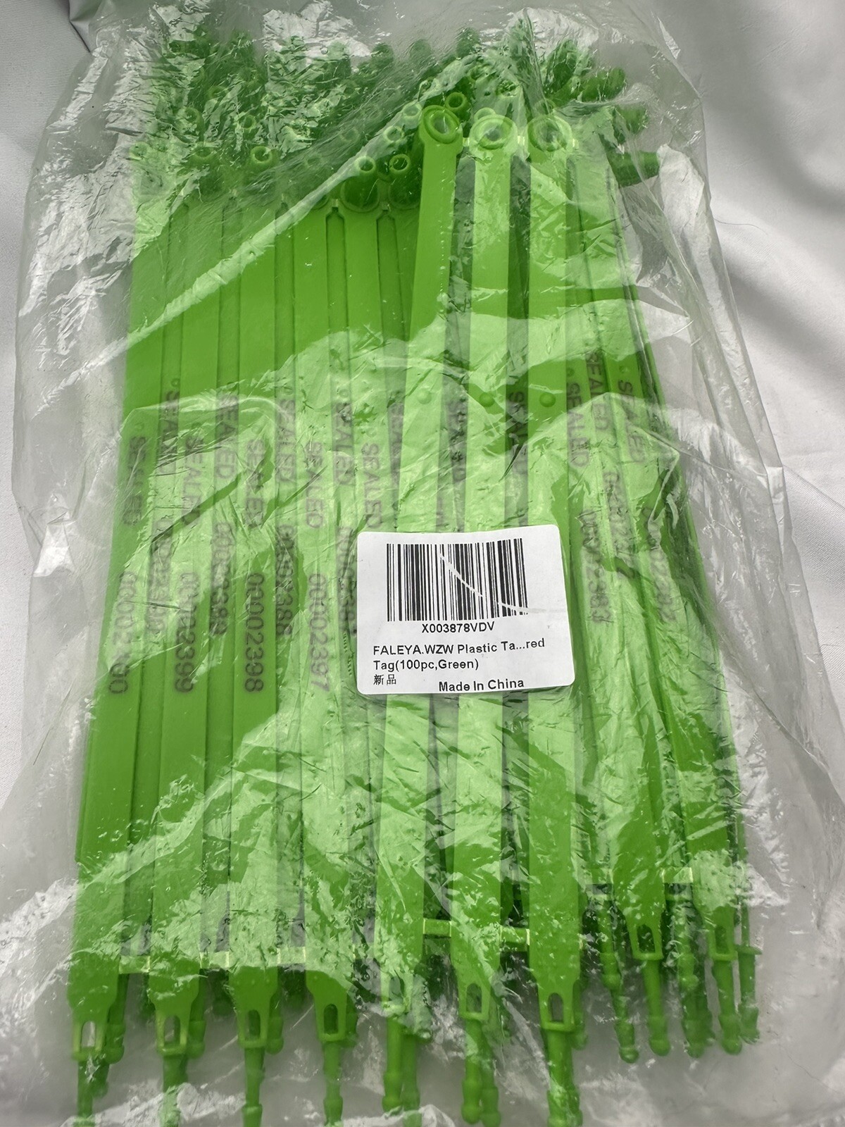 New 100 Faleya Security Seal Plastic Seals Signage Numbered Green