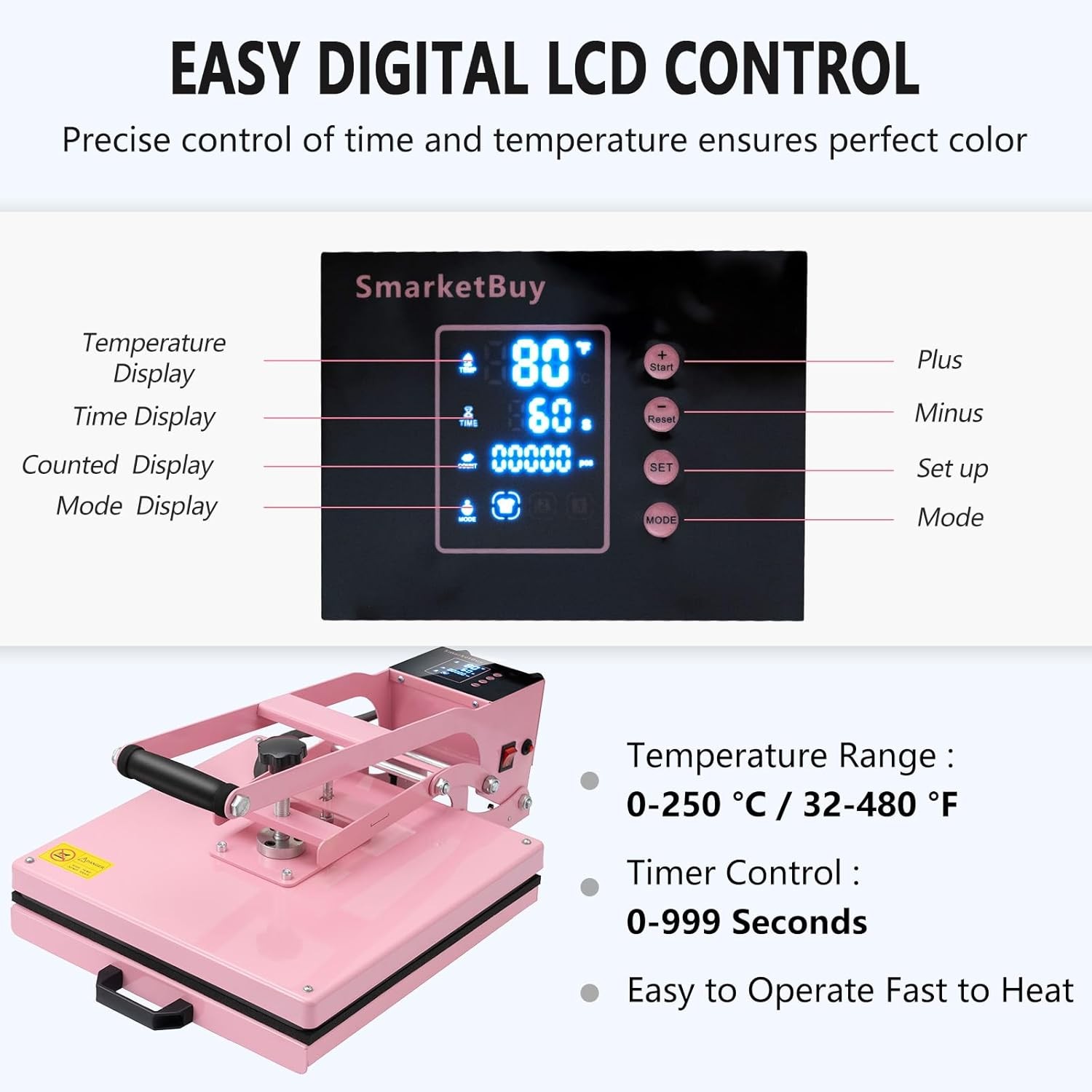 15″x15″ Digital Clamshell T-shirt Heat Press Machine Transfer Sublimation Print