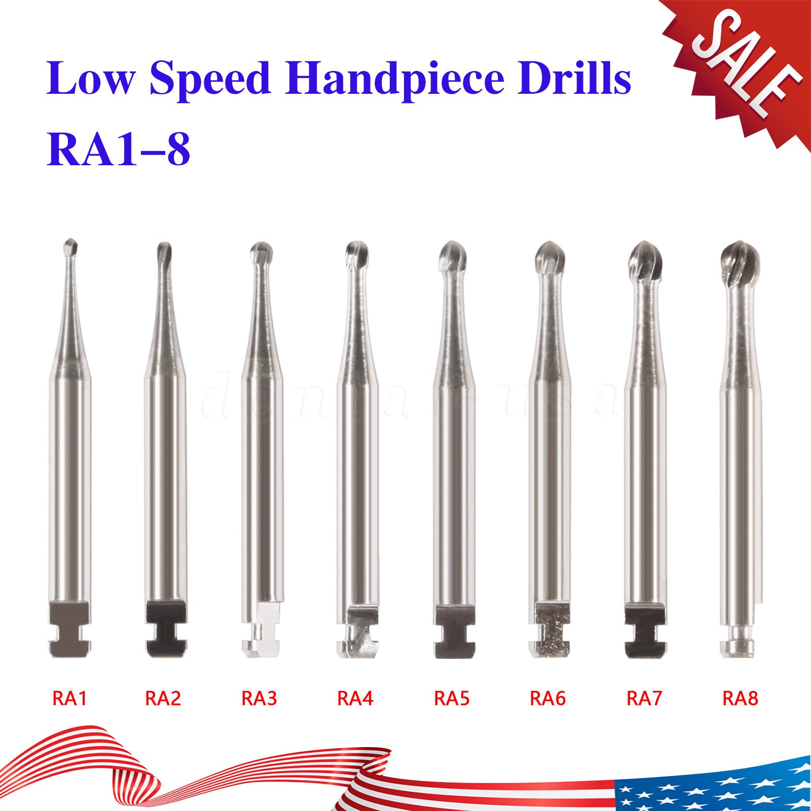 Dental Round Carbide Bur for Slow Speed Latch Type RA 1# -RA 8# Burs 22.5mm