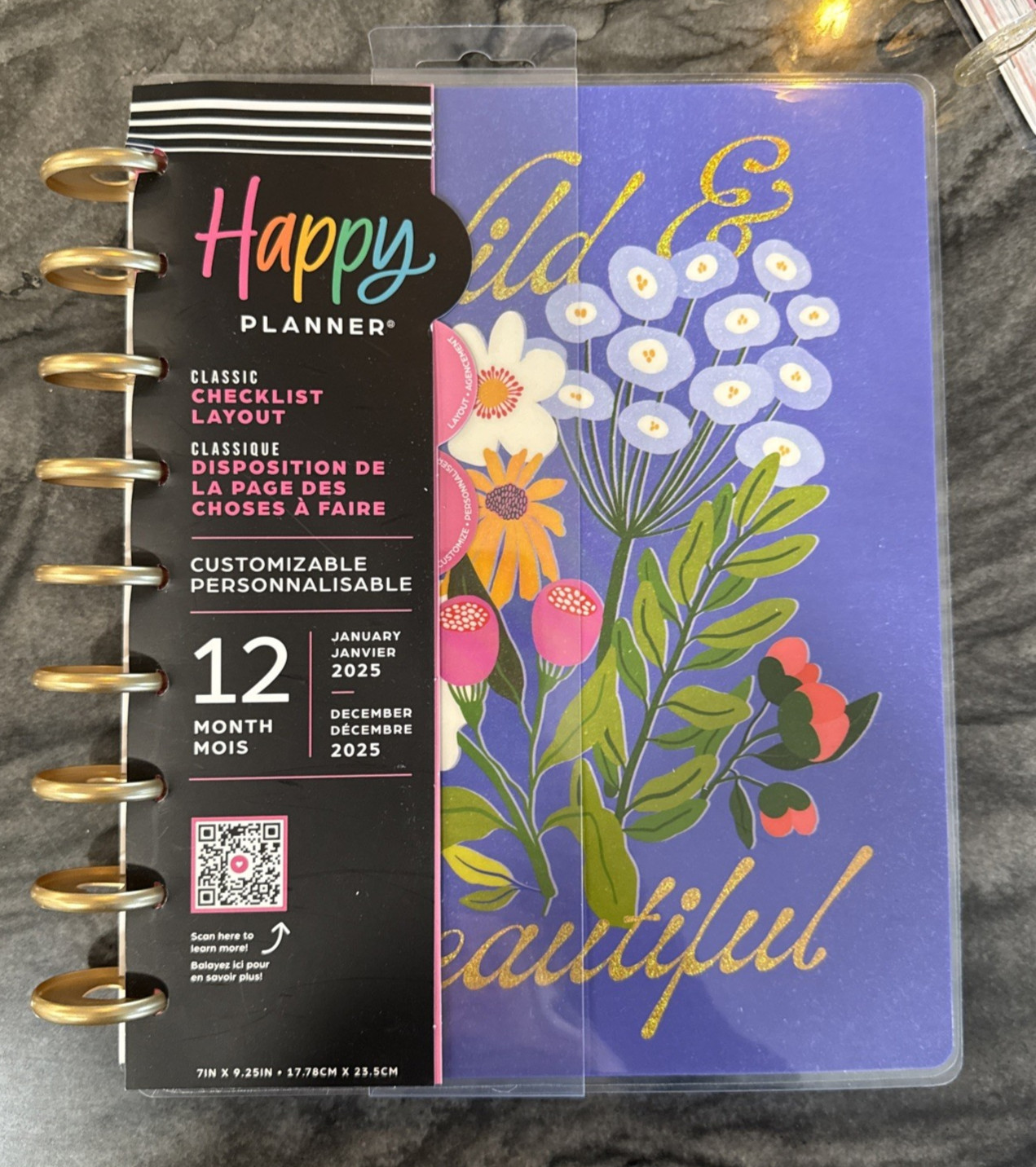 Happy Planner 12 Months 2025 Classic Layout 7×9.25 Customizable Wild & Beautiful