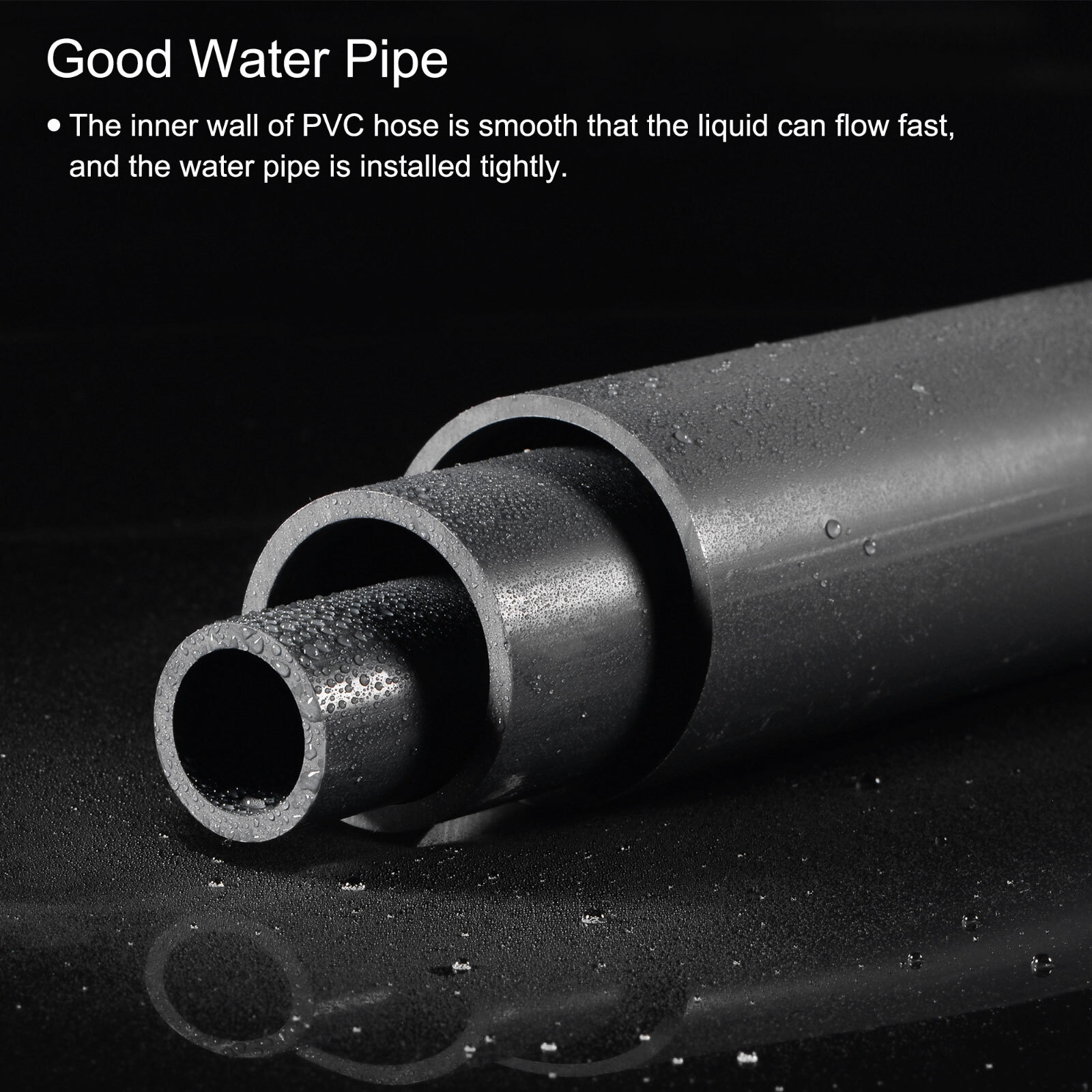 PVC Rigid Round Pipe 7/8″ ID 1″ OD 14″ Dark Grey High Impact