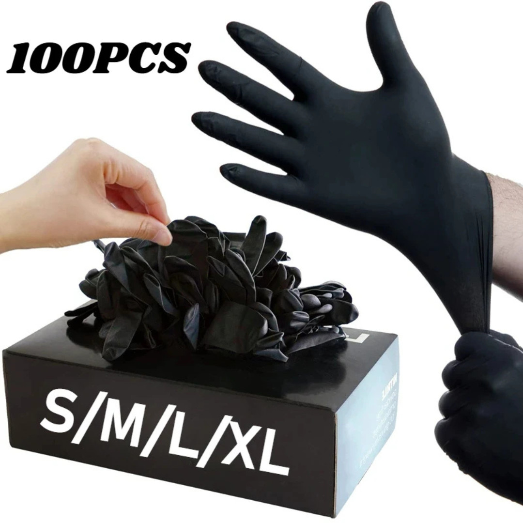 Disposable Nitrile Exam Gloves, 5 Mil Black, Powder-Free Heavy Duty Clean Glove