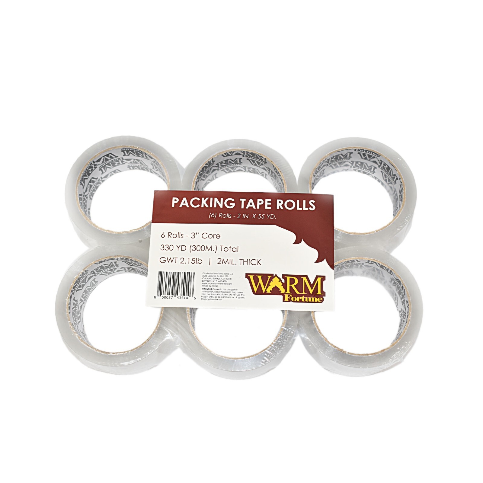 Carton Sealing Clear Packing Tape Box Shipping Tape 2″ x 110 Yards (6 Rolls)