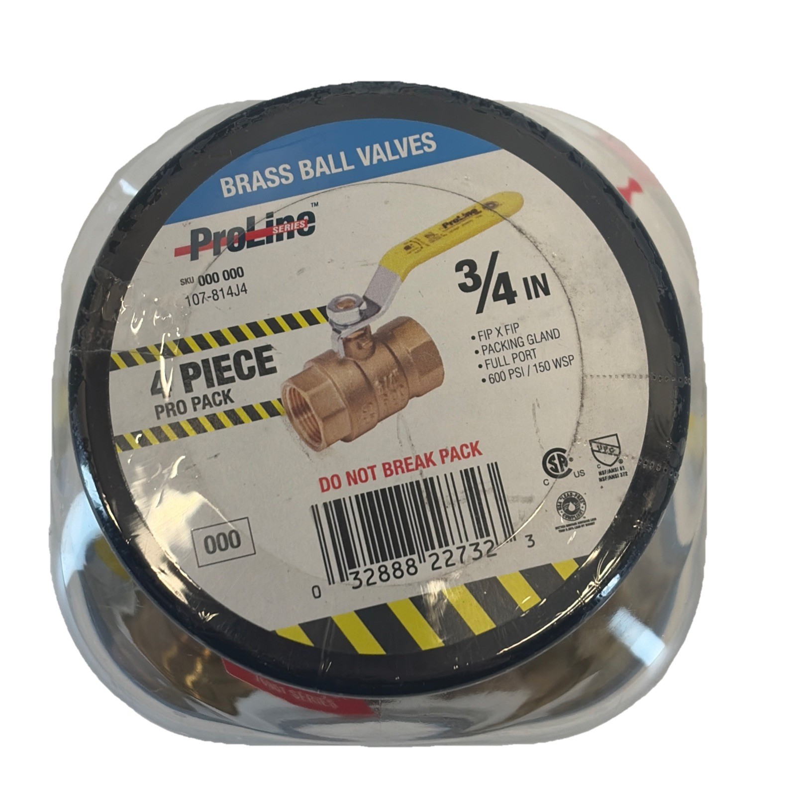 4 ProLine Series 3/4 in. Brass FPT Full Port Ball Valve 107-814J4 FIP x FIP