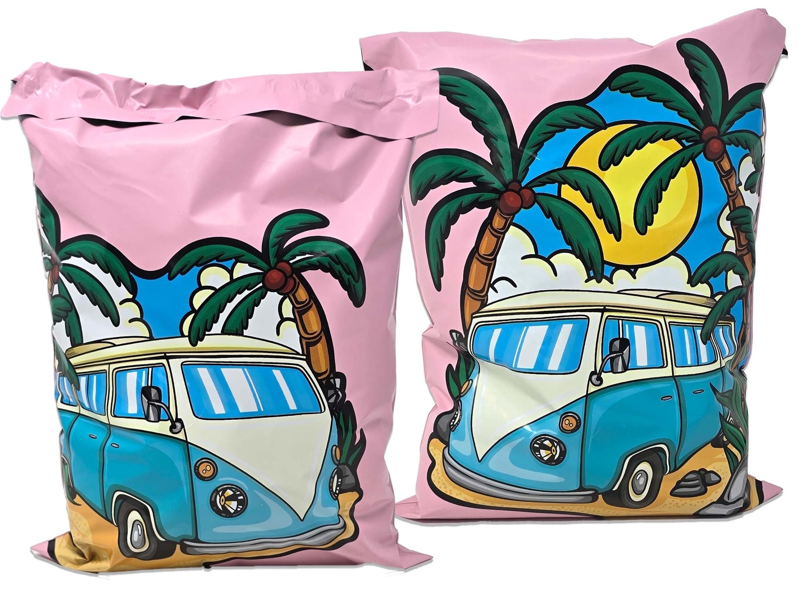 Retro Summer Days 10×13 Poly Mailers – Vintage Van Beach Theme – Lightweight, Fu