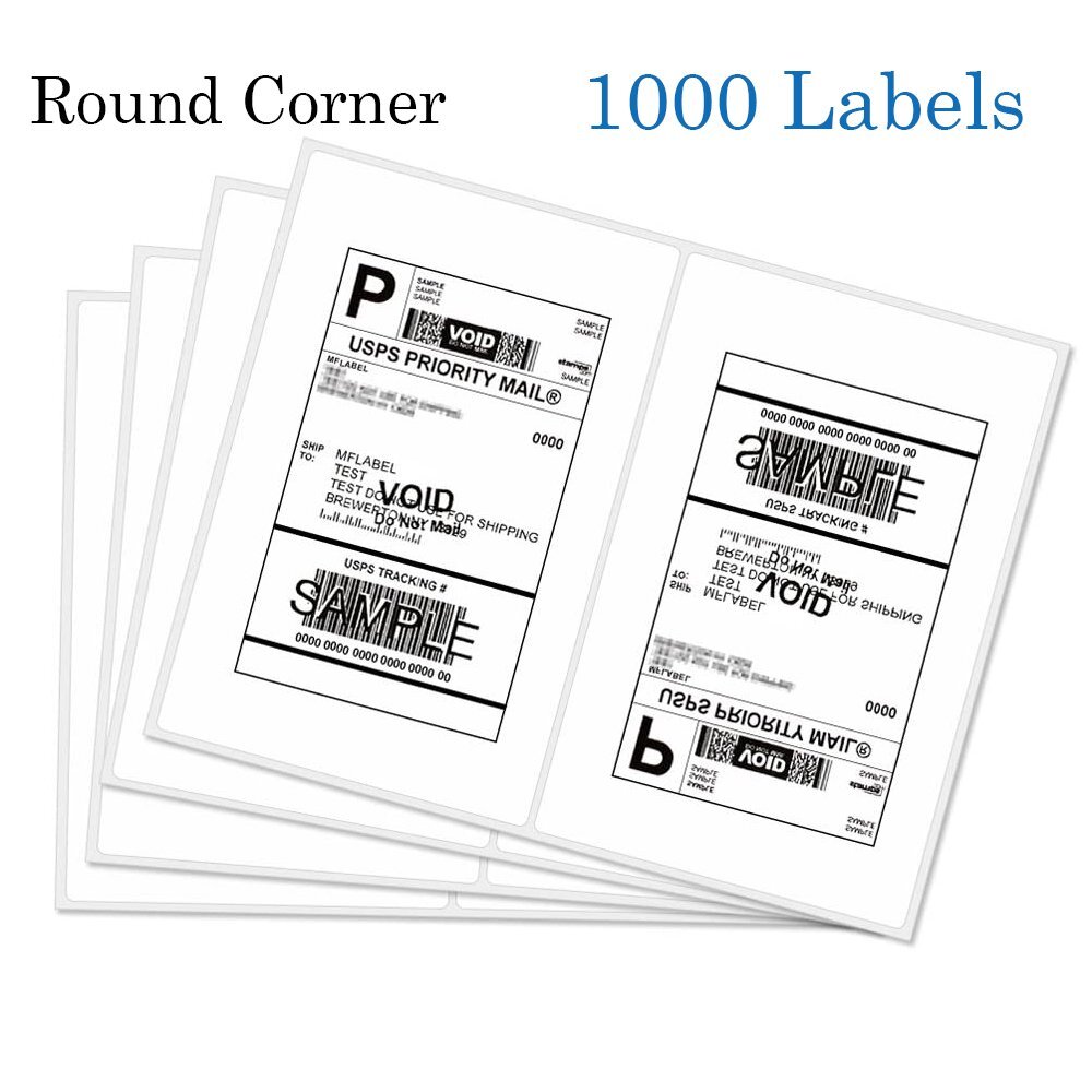 1000 8.5″ X 5.5″ Half Sheet Self Adhesive Premium Round Corner Shipping Labels
