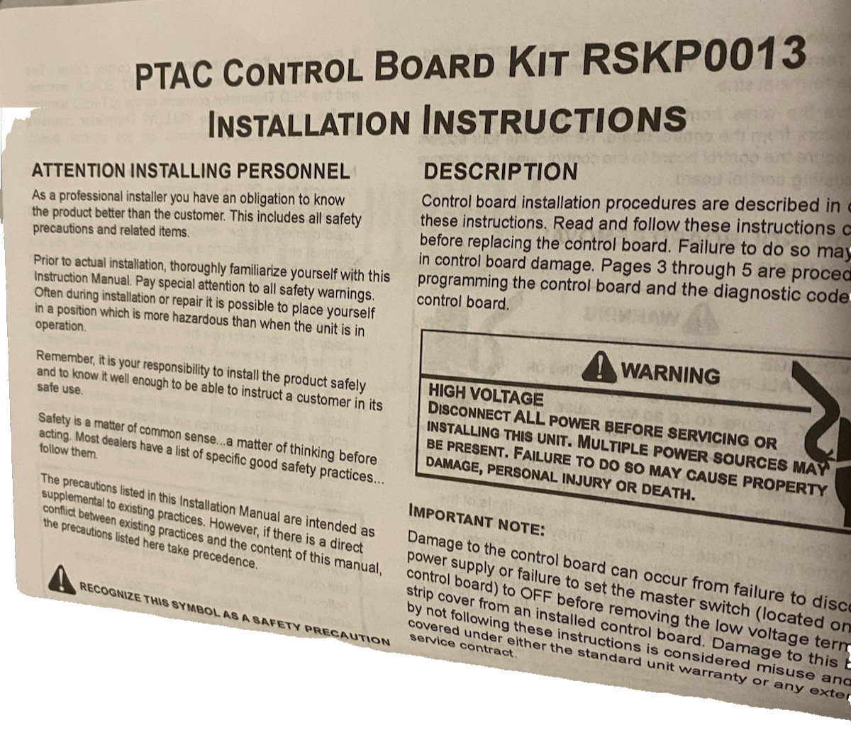 Amana Ptac Control Circuit Board fits PTC124E35AXXXAB unit Compatible