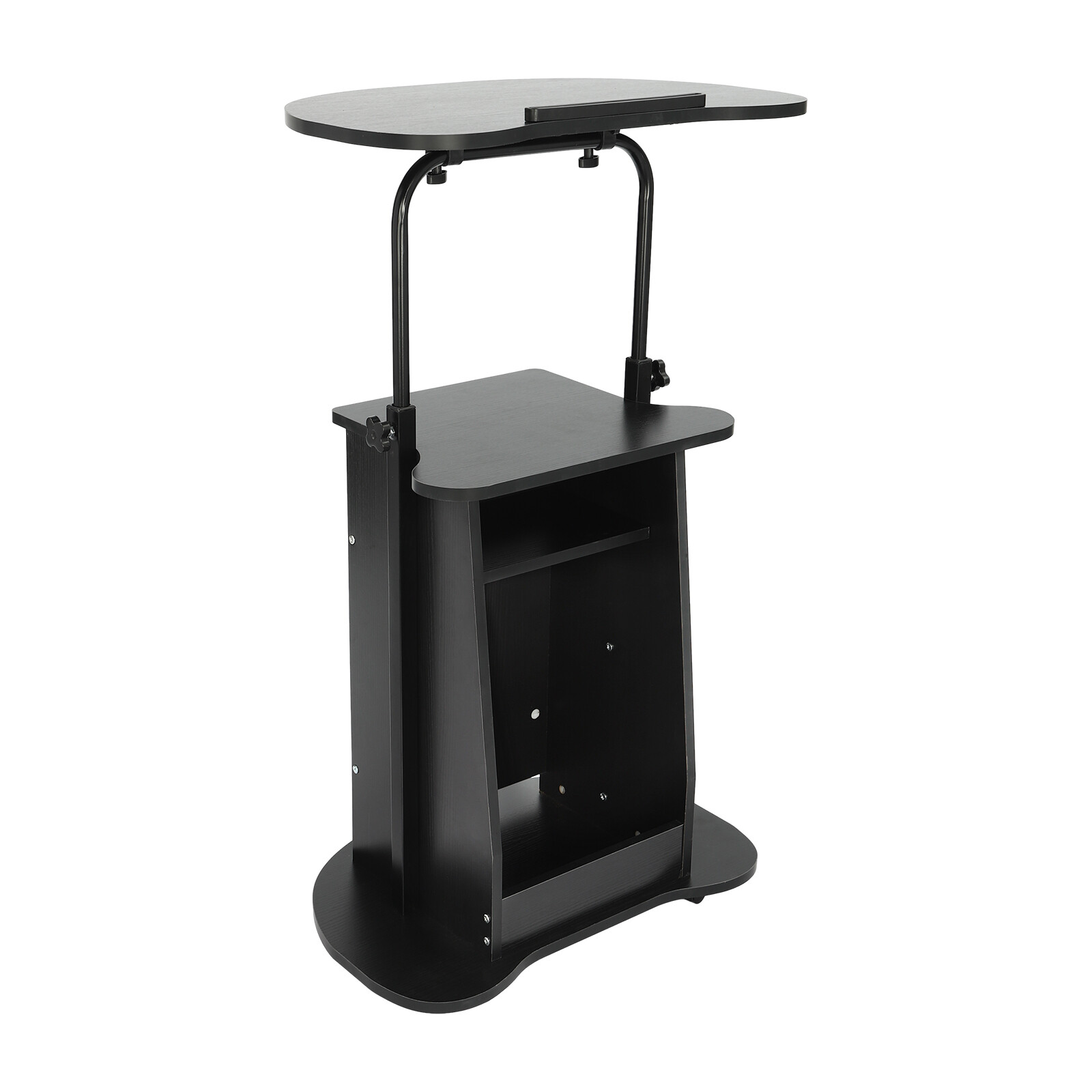 Black Sit-to-Stand Rolling Adjustable Storage Medical Laptop Computer Cart Desk