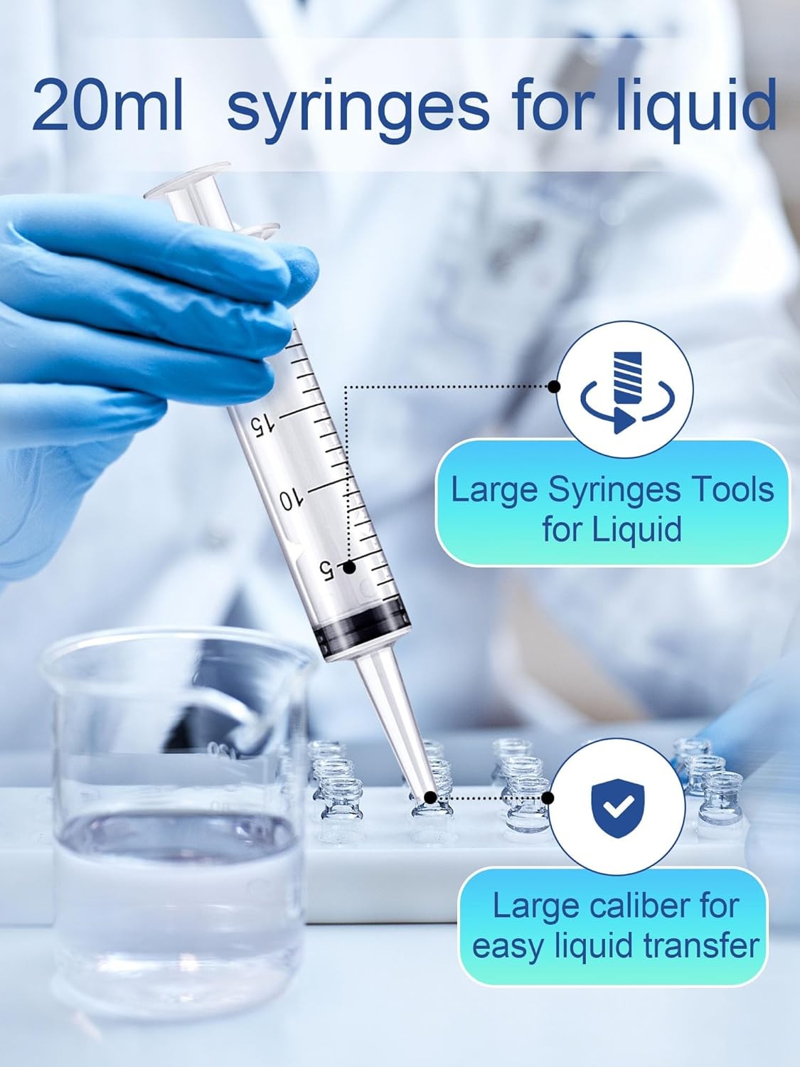 20ml Plastic Syringe 5 Pack, Measuring Tools, Oral, Scientific
