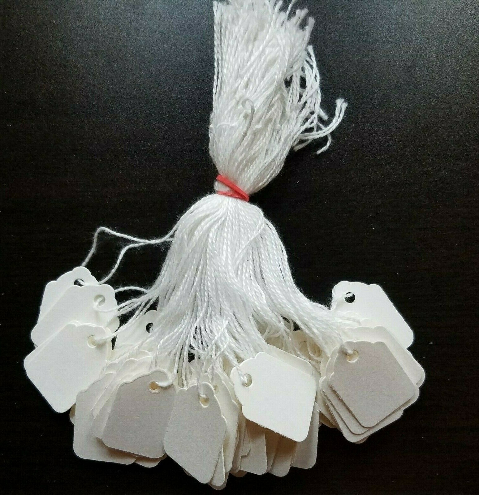 Blank White Merchandise Price Tags w/ String Retail Jewelry Strung Small Large