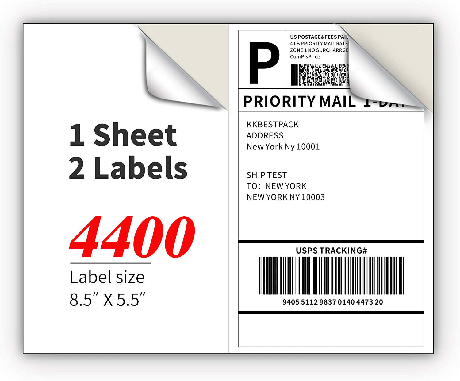 1100 Premium 8.5″X 5.5″ Self Adhesive Shipping Labels Half Sheet for Laser