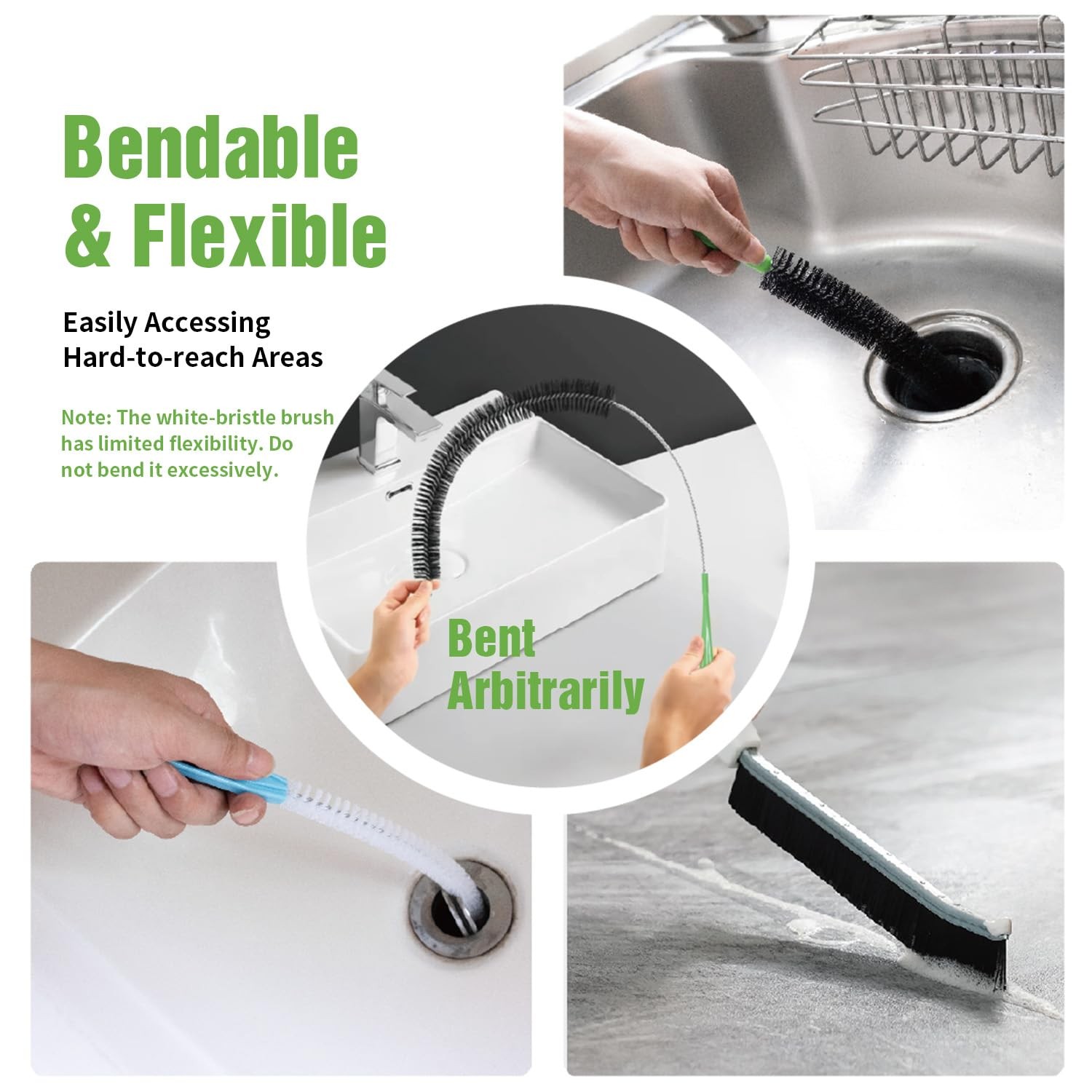 4pcs Flexible Cleaning Brush Set for Dryer Vents, Fridge Coils, HVAC Black