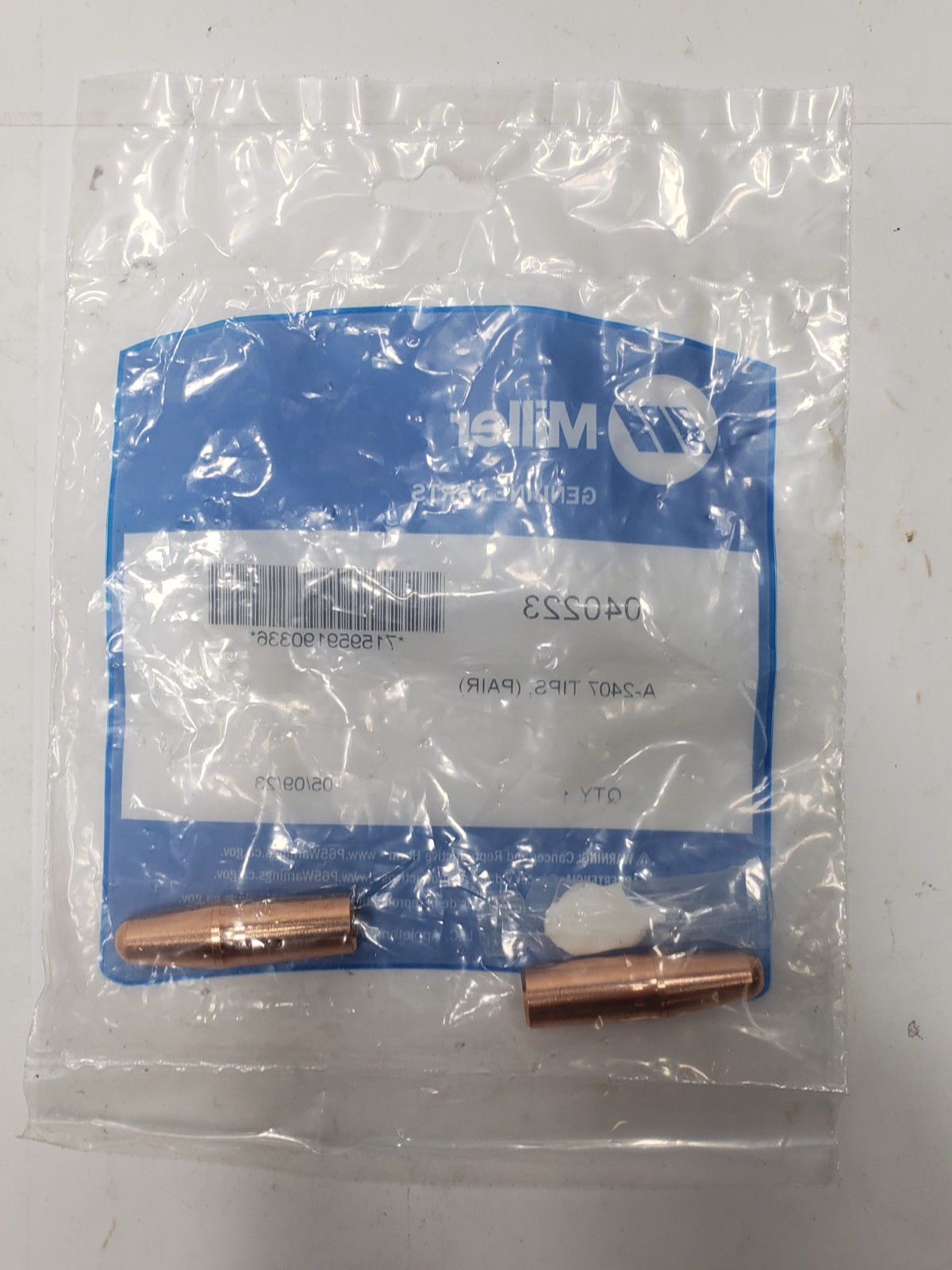 Miller Genuine Parts 040223 A-2407 Pointed Tips Pair Quantity One New
