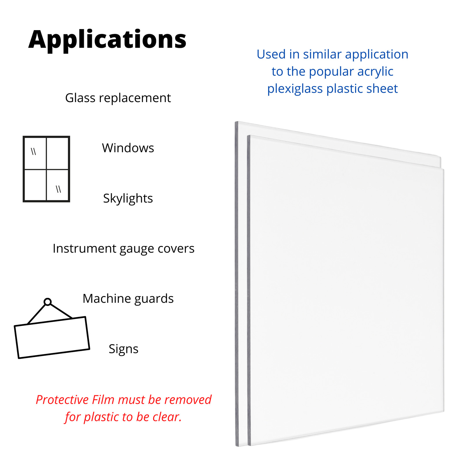 BuyPlastic Clear Polycarbonate Plastic Sheet 3/8″ x 24″ x 48″ , Lexan panel