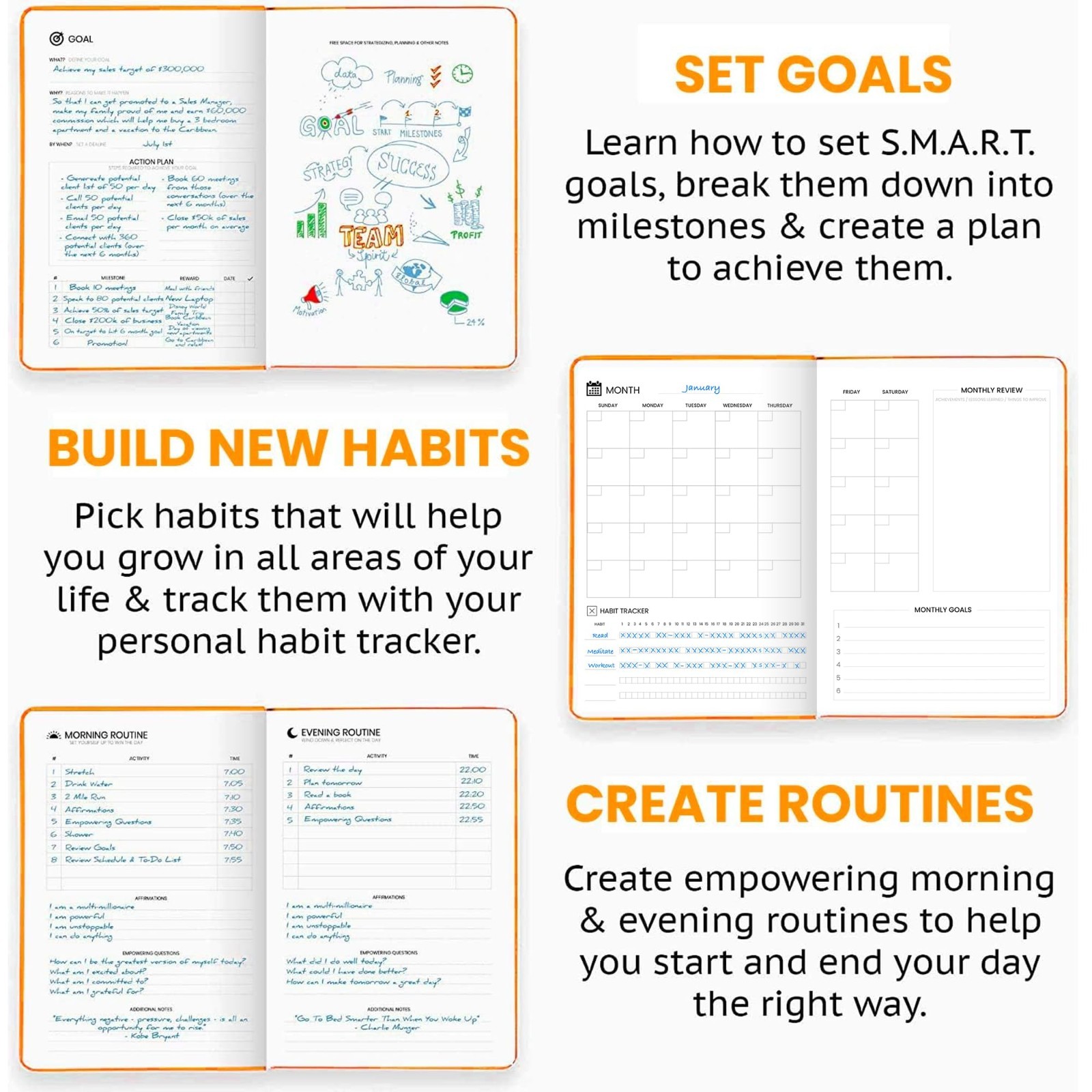 Undated Daily Planner B5 – 1-Year Productivity Organizer, ADHD Friendly, Goal Se