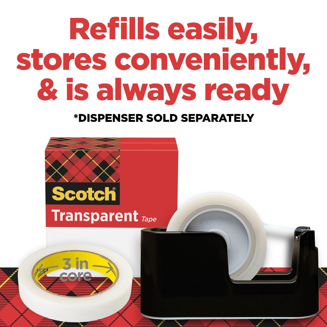 Scotch Transparent Glossy Finish Tape 3/4 x 2592 Inches 3 Inch Core 2 Roll…