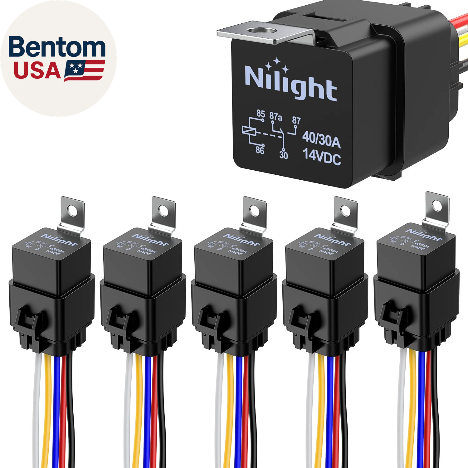 5 Pack Waterproof Relay and Harness 40/30 AMP Heavy Duty 12 AWG Tinned Copper Wi