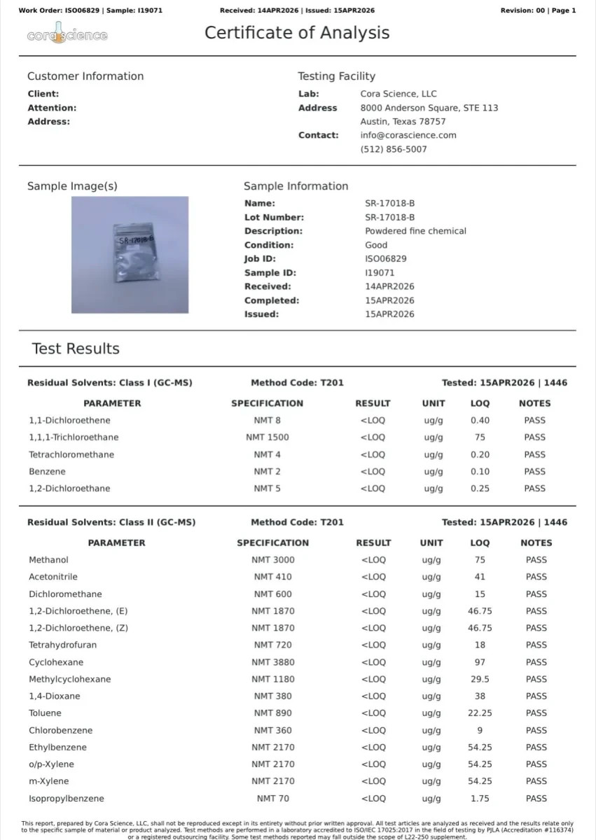 SR-17018 5 Grams at 98% purity Laboratory Chemical CAS 2134602-45-0
