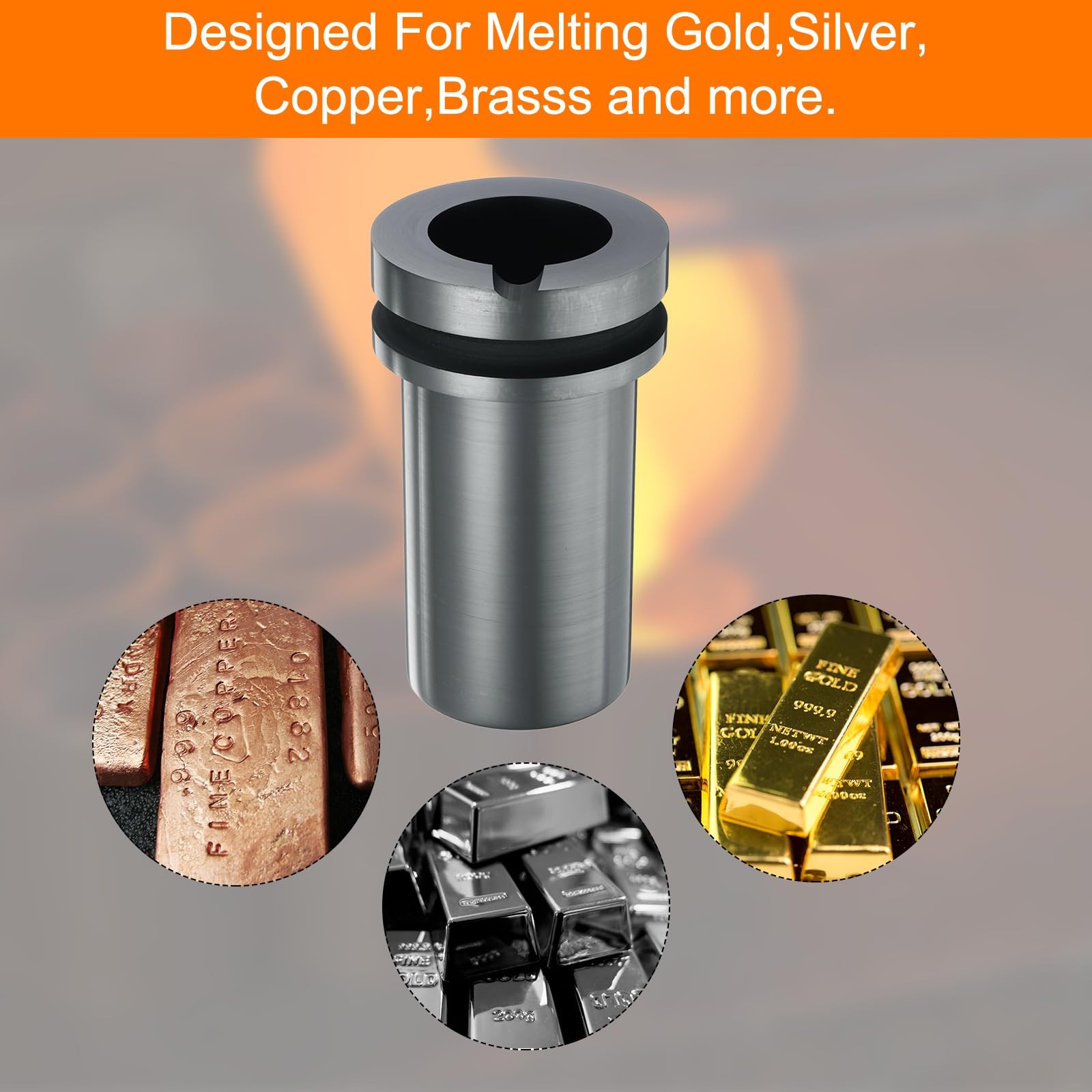 High Purity Graphite Crucible, 0.5kg, 35mm x 100mm H, Melting Gold, Silver, C…