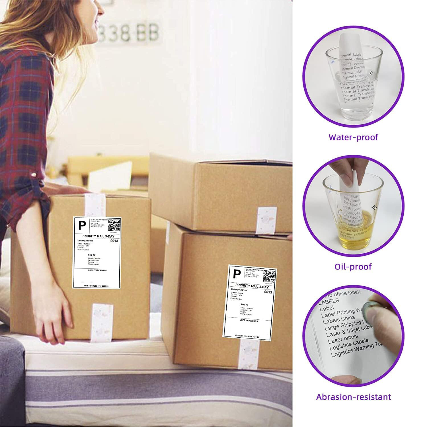 500 4″ x 6″ Fanfold Direct Thermal Shipping Labels Perforated for Zebra & Rollo