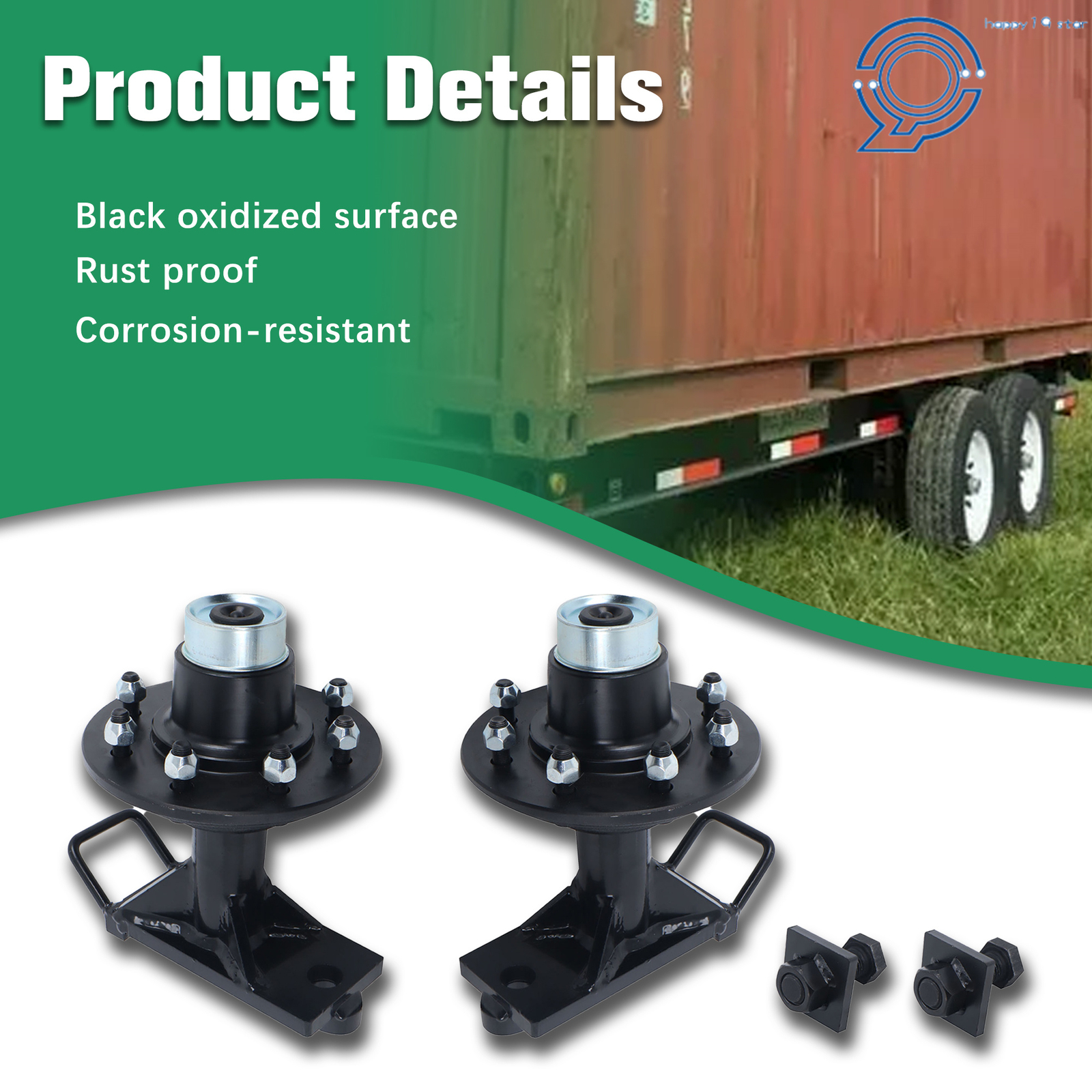 Shipping Container Wheels 8×6.5 Lug Bolt-On Spindle Kit with Handle