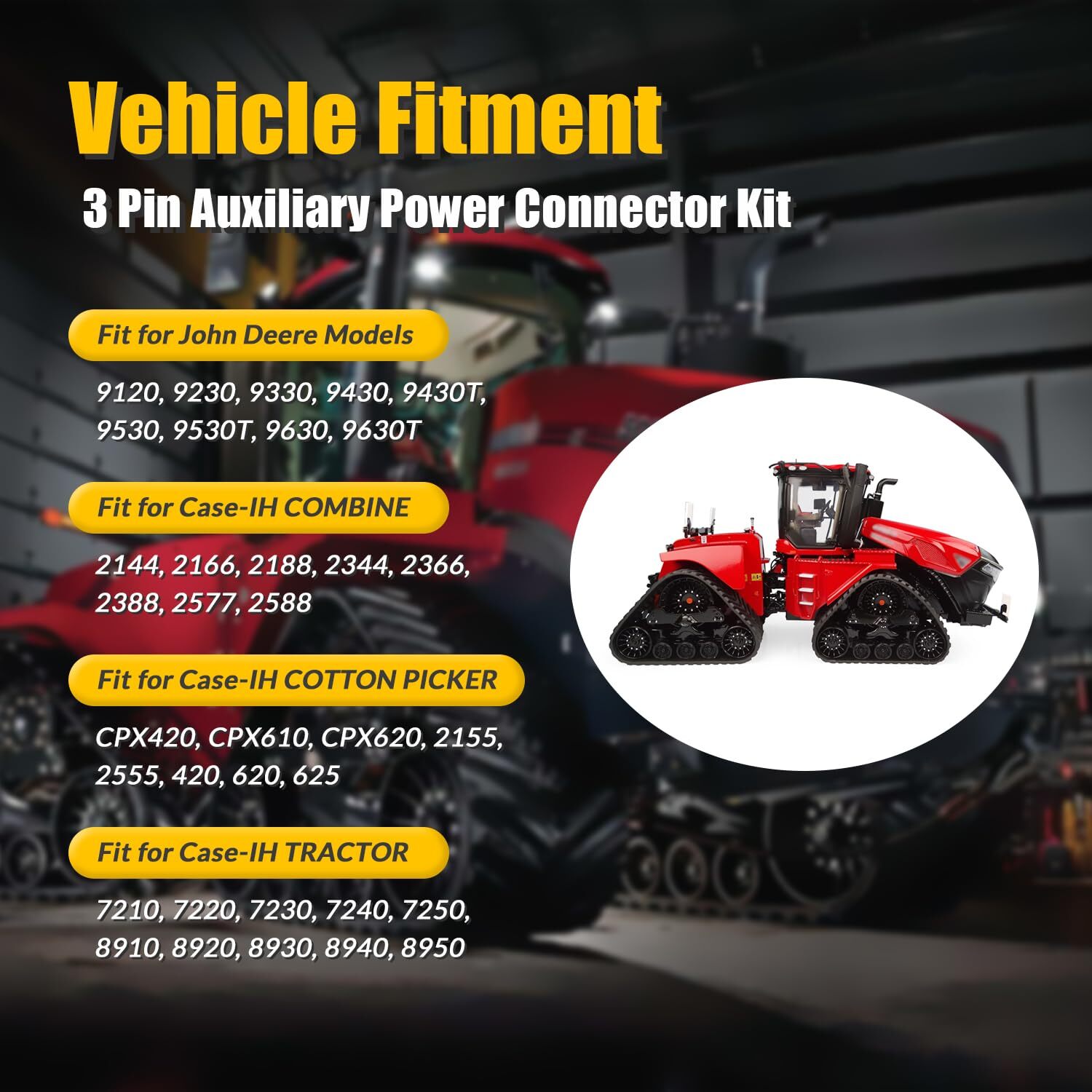 3 Pin Aux Power Connector Kit For Case IH 187103A1 For Ford New Holland 86511459