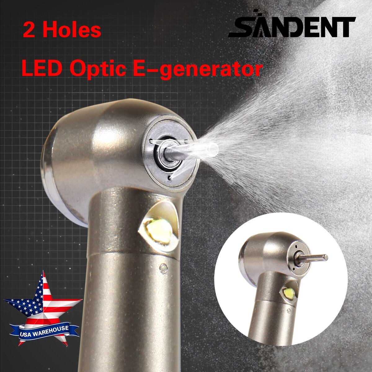 Pieza de mano LED turbina alta velocidad fibra óptica dental estilo NSK 2 Holes