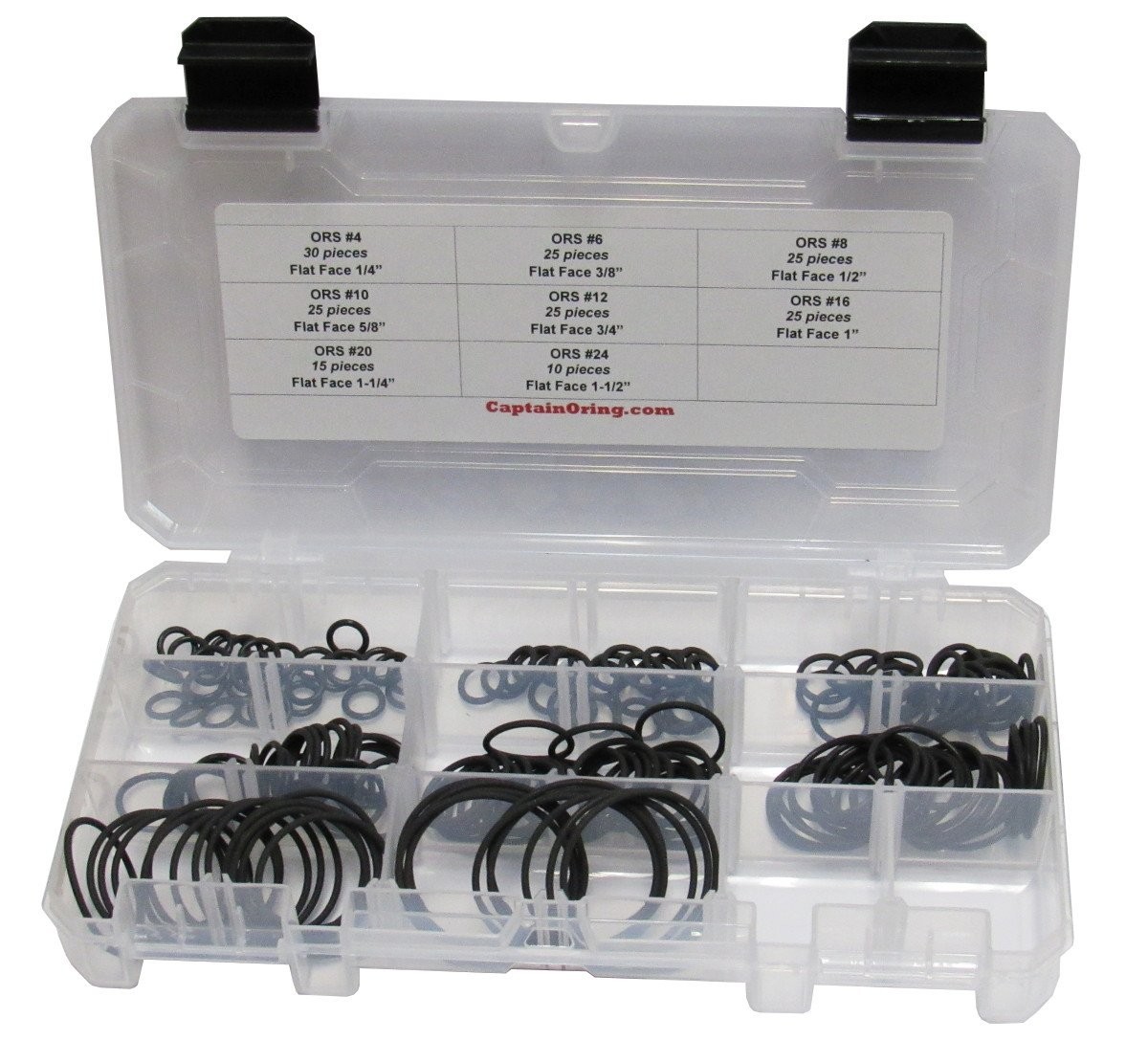 Hydraulic O-Ring Seal Kit for Flat Face Fittings – Buna 90, 180 Pieces, ORS/ORFS