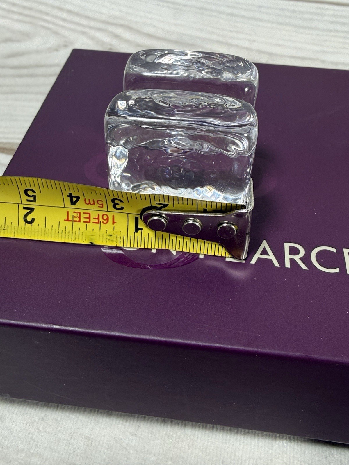 Simon Pearce Cube Glass Business Card Holder Paperweight