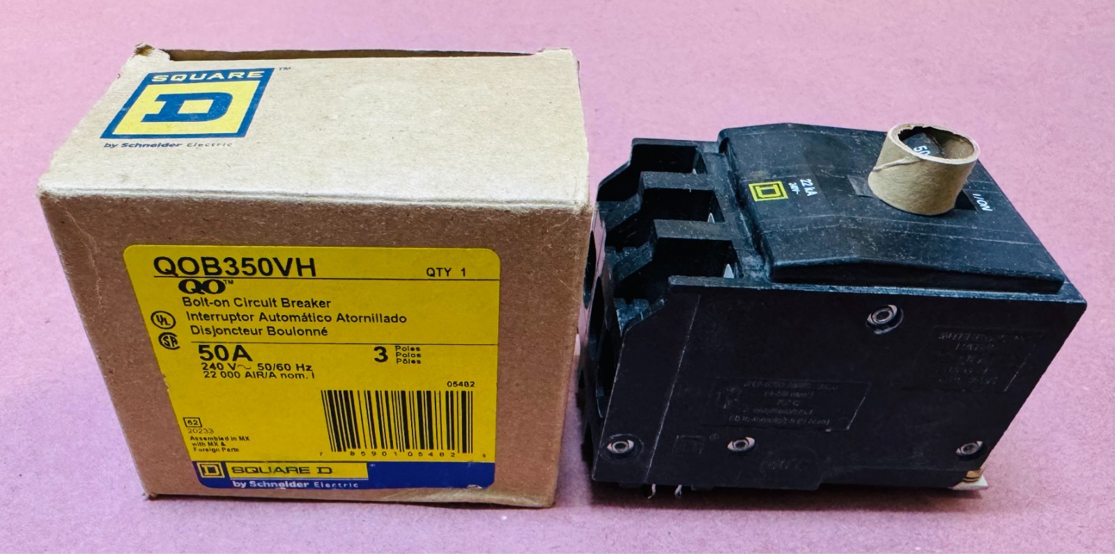 Square D QOB350VH Circuit Breaker 50 Amp / 3 Pole / 240V / 22kA Bolt On ⭐NEW⭐