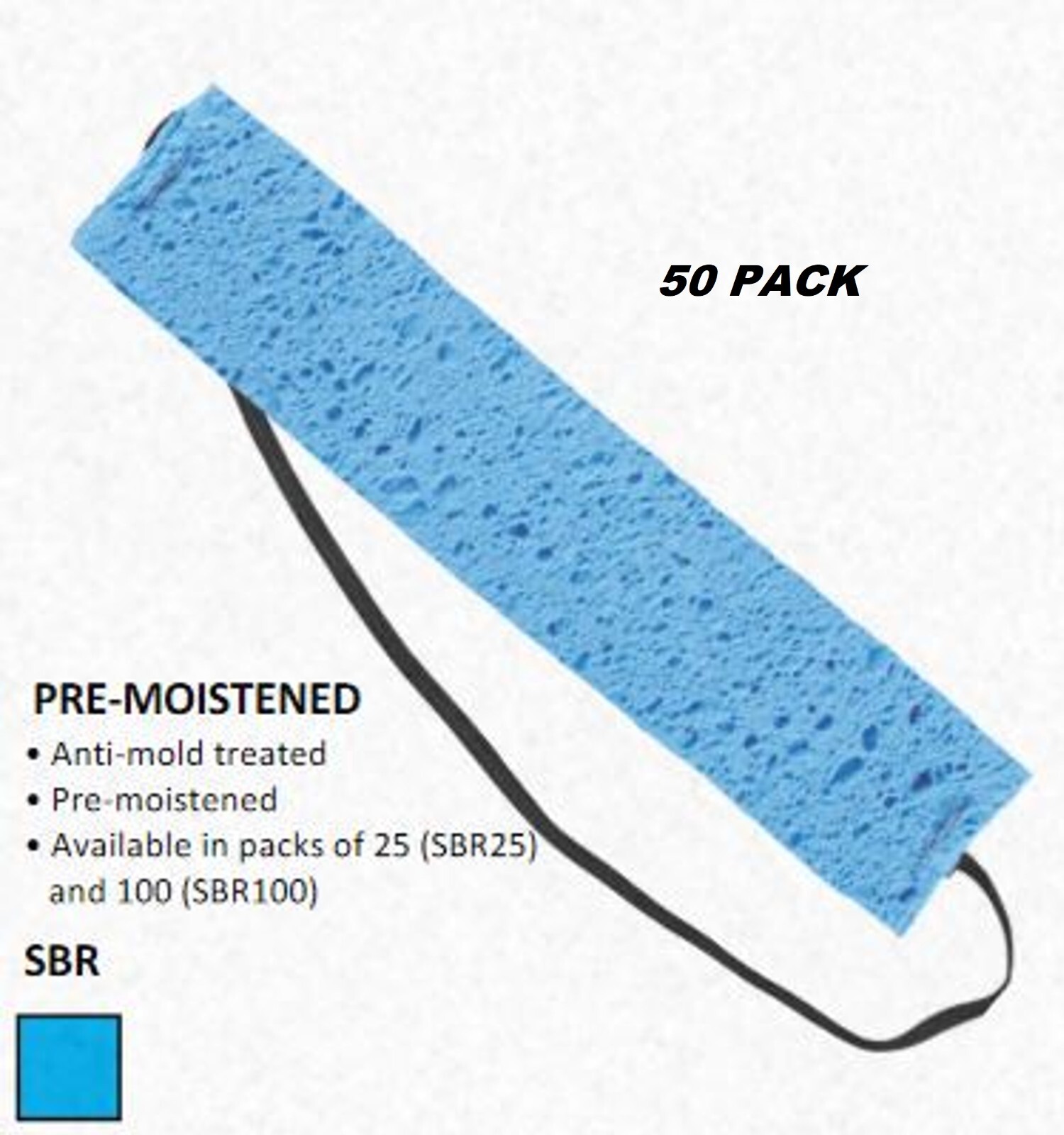 50- SBR50 Traditional Absorbent Disposable Cellulose Sponge Cooling Sweatbands