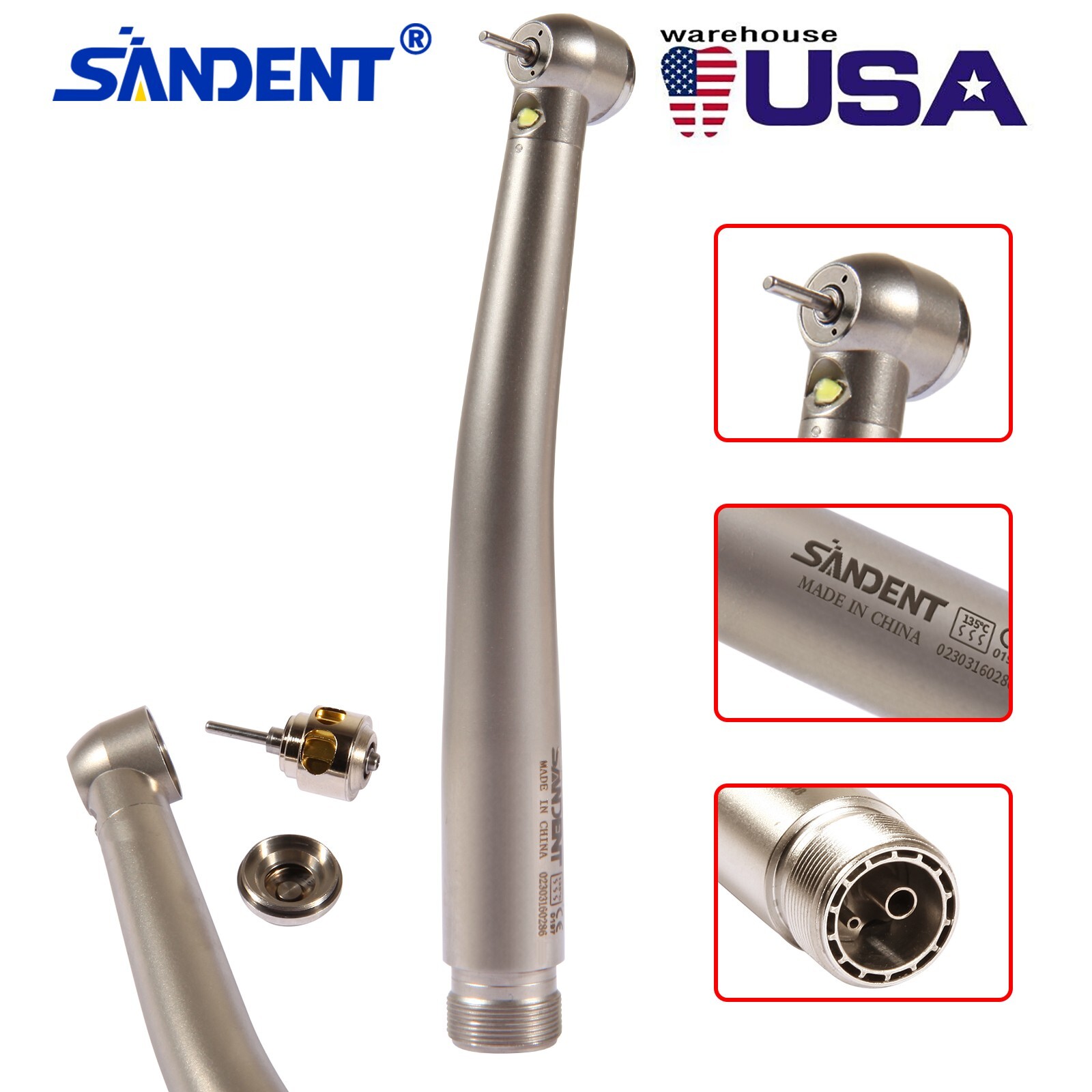Pieza de mano LED turbina alta velocidad fibra óptica dental estilo NSK 2 Holes