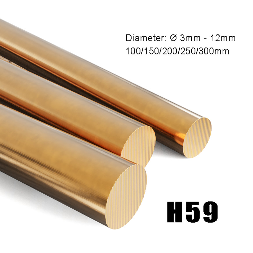 H59 Brass Metal Round Bar Rod Solid, Ø 3mm – 120mm , 100/150/200/250/300mm Long