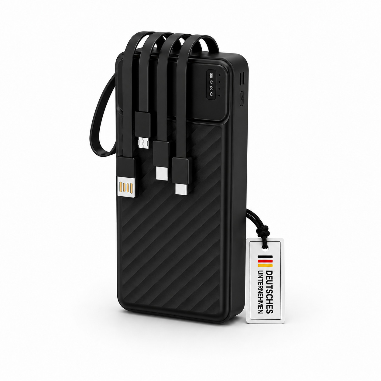 Power Bank 20,000mAh with Built-in USB-C, USB-A & Lightning Cable External A