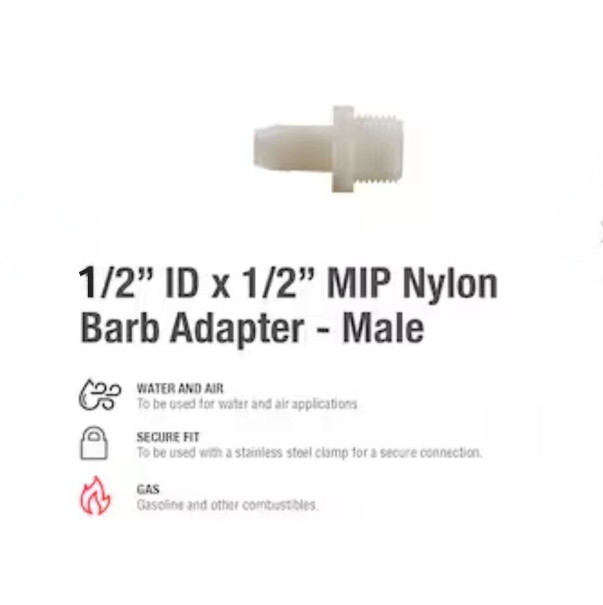 10- pack 1/2 In. Barb X 1/2 In. MPT Nylon Adapter Fitting