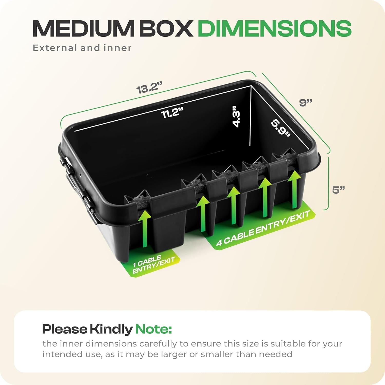 Weatherproof Power Cord Connection Box for Indoor and Outdoor Use, Medium Size