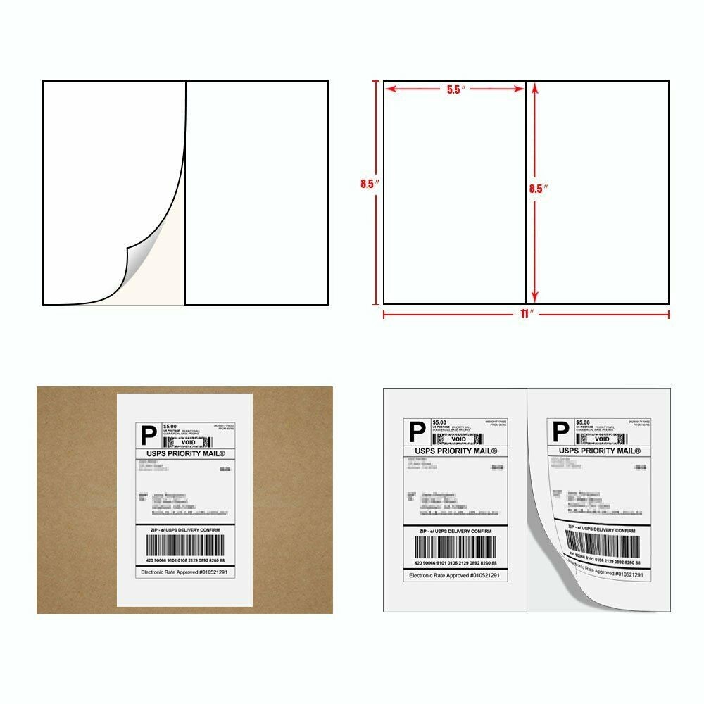 USA 50-40000 Adhesive 8.5×5.5 Shipping Labels FBA Ebay Mailing Label 2 Per Sheet