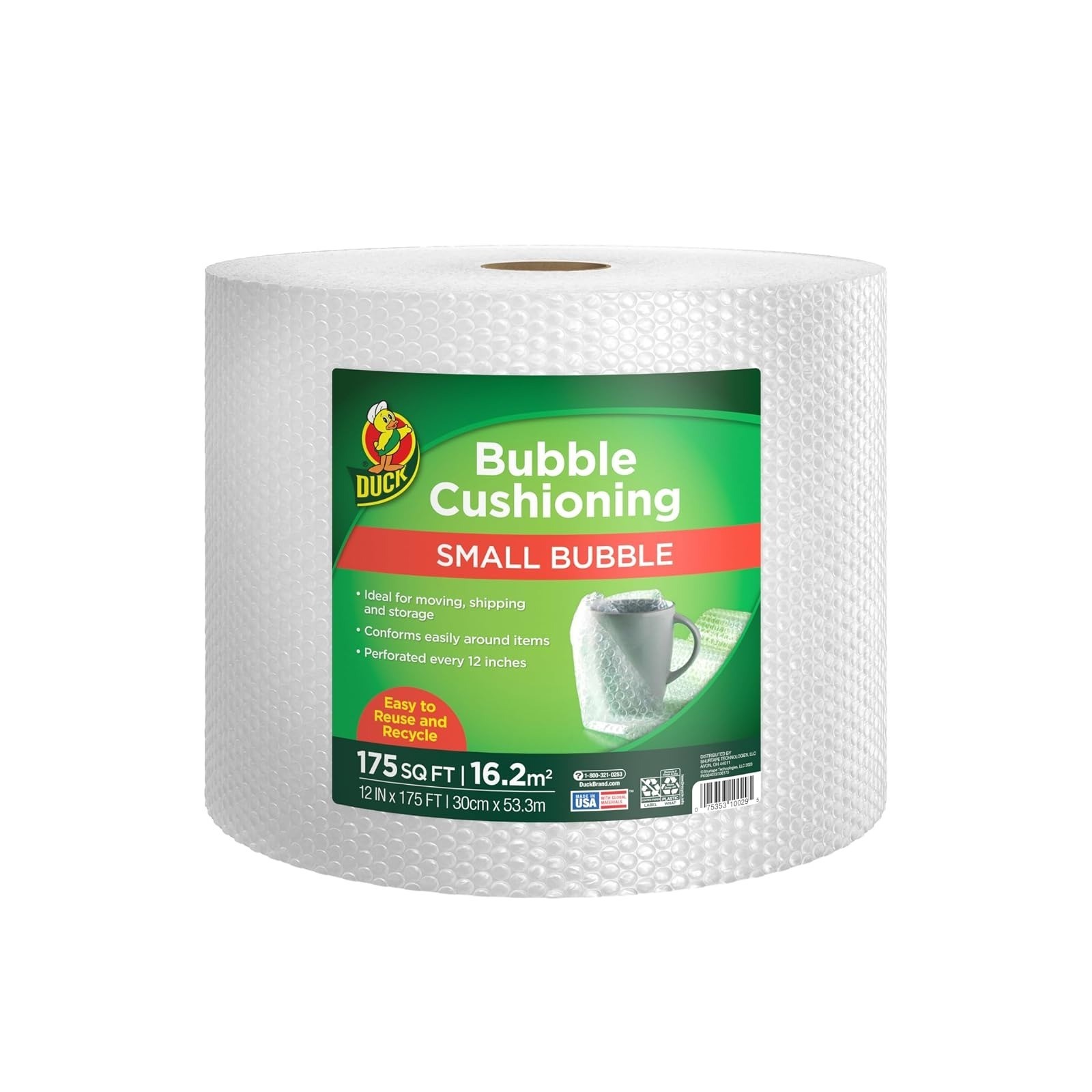 Duck Brand Small Bubble Cushioning Wrap 30 FT for Moving & Shipping