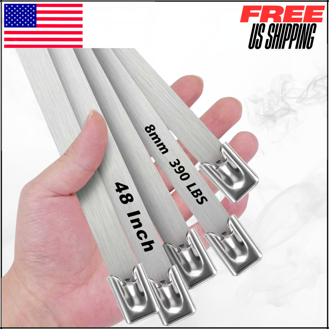 Metal Zip Ties 500 lbs Heavy Duty Stainless Steel Cable Ties 30 Pack 48″