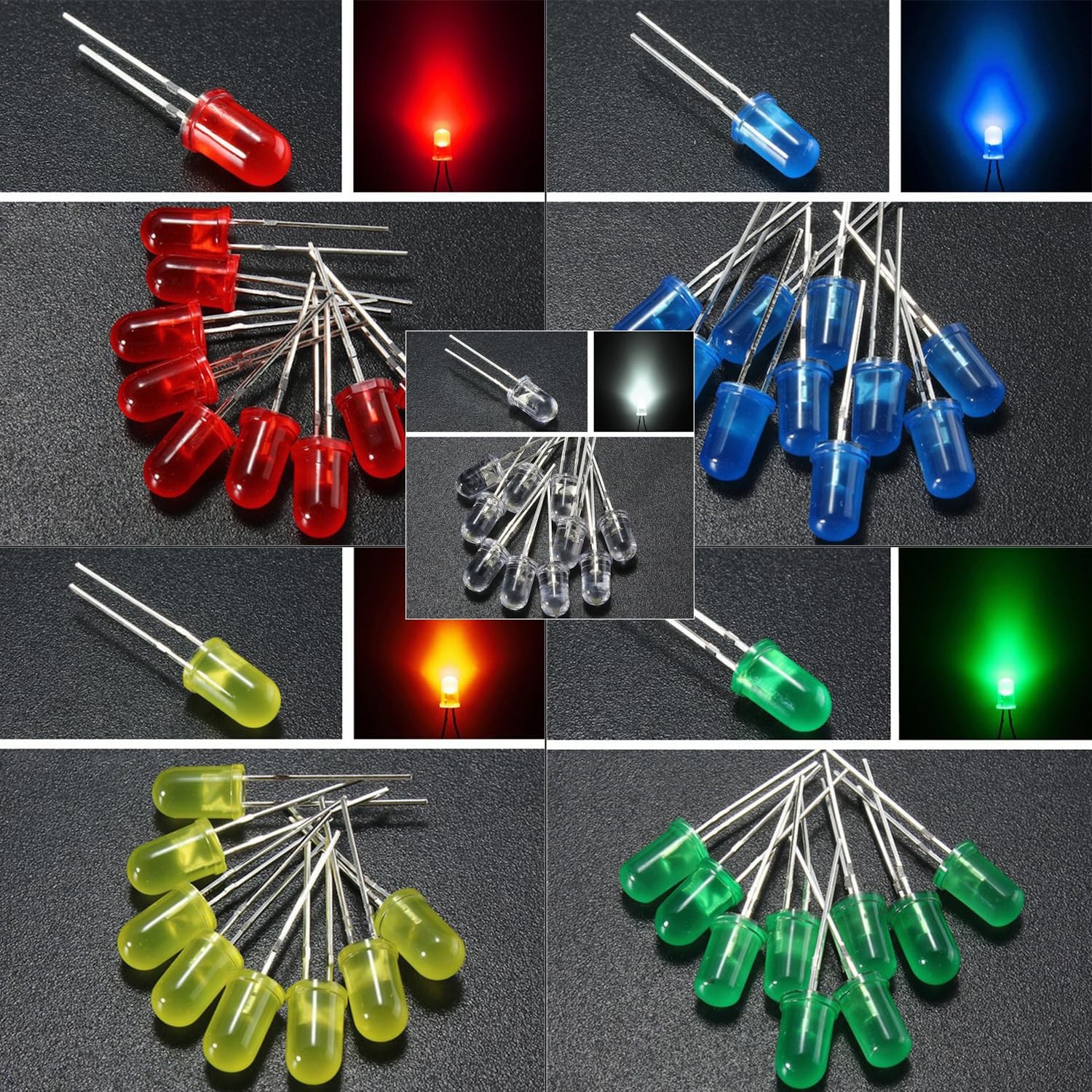 120 Pcs California JOS 5mm LED Light Diodes, LED Circuit Assorted Kit for