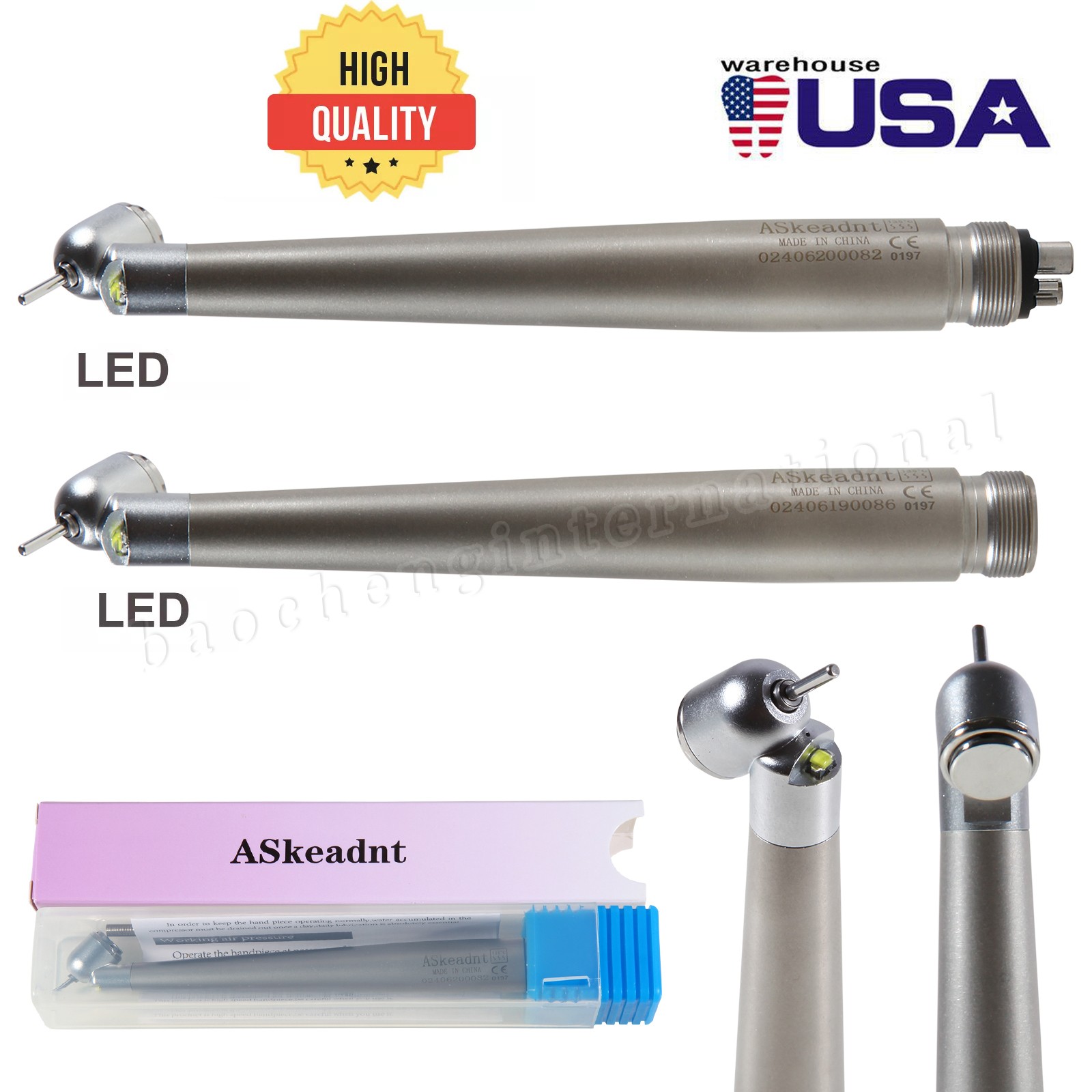 NSK Style Turbina Dental Handpiece High Speed PANA-MAX Turbine 45° LED 4Hole