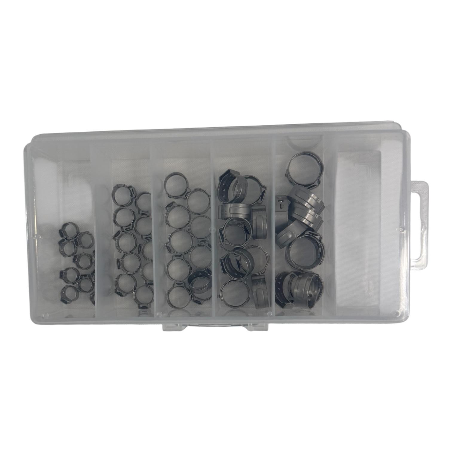 Oetiker 50pc 1-Ear Clamp Kit Stainless 1/4in-5/8in Hose Clamps Assortment Kit