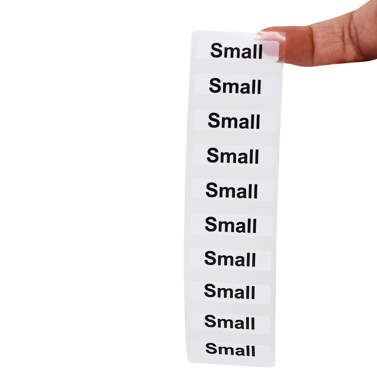 Clear Clothing Size Strip Labels | 1.25 x 5 Inches – 125 Pack | Pick One Size
