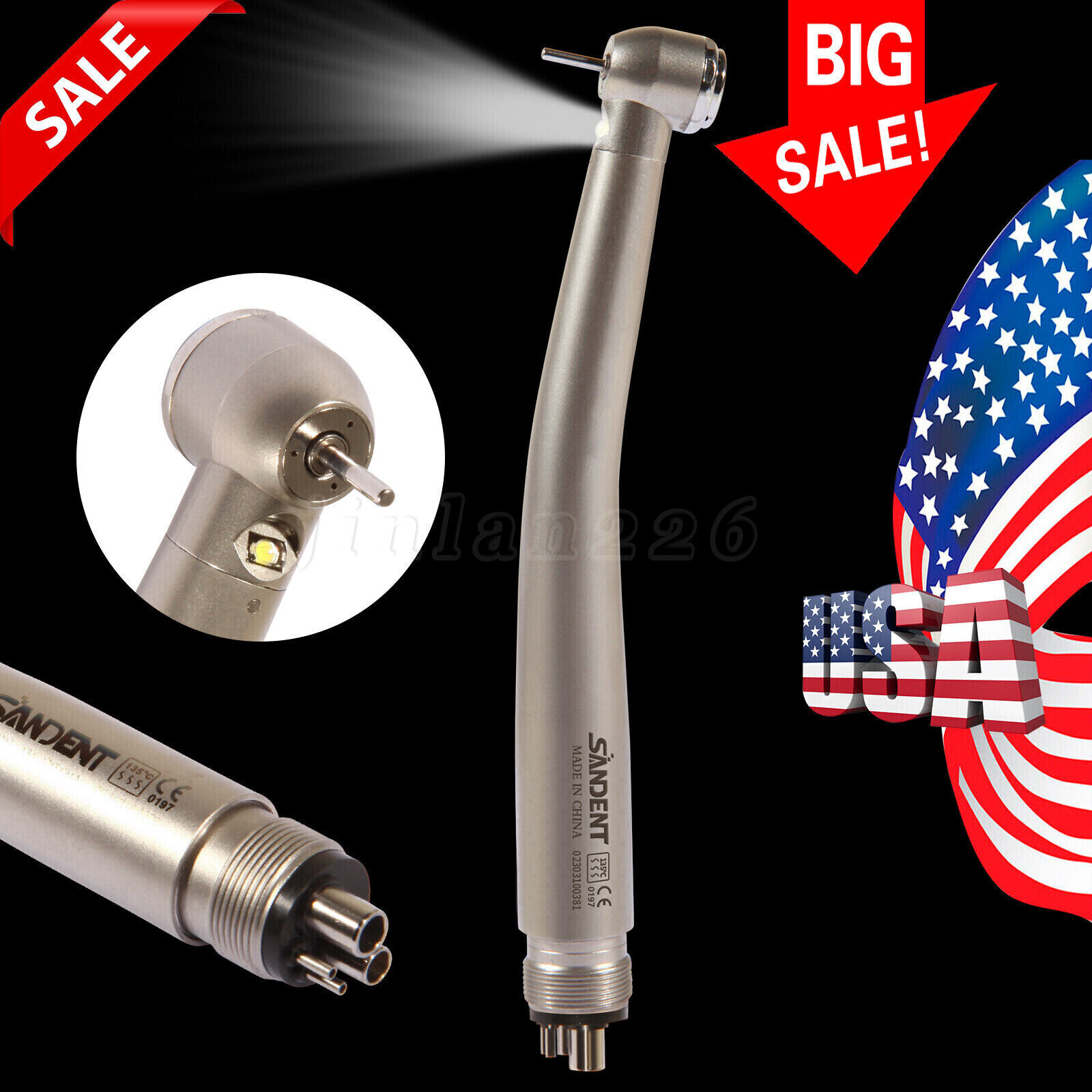 NSK Style Dental Fiber Optic LED E-generator high speed handpiece 4 HOLE Turbine