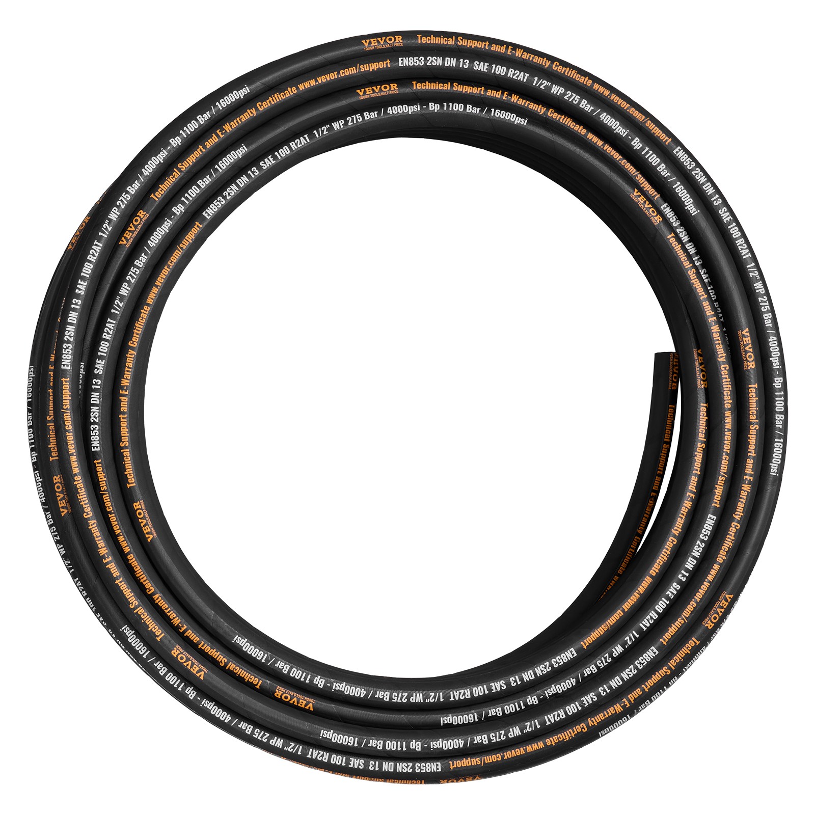 VEVOR Hydraulic Hose Coiled Hydraulic Hose 100ft 1/2″ 2 steel wire 4000 PSI