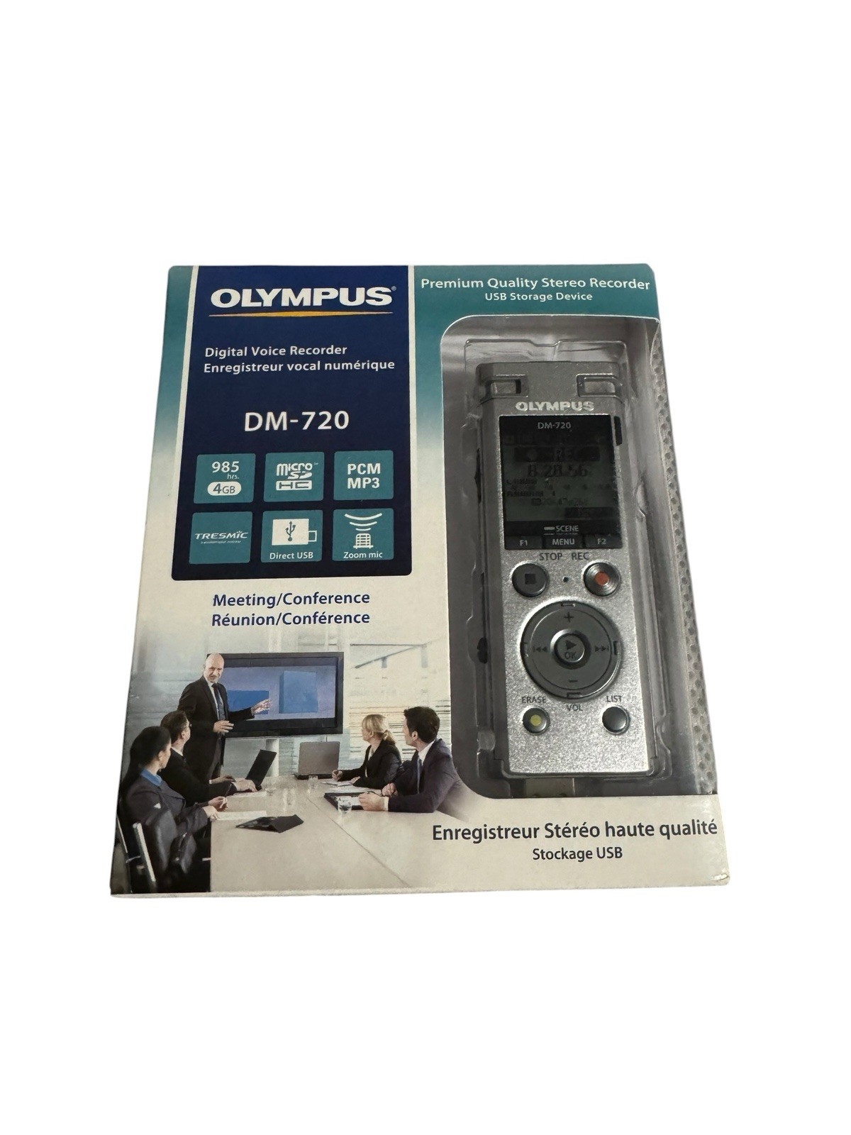 Olympus DM-720 Digital Voice Recorder 4GB USB Stereo Voice Activated Zoom Mic !!