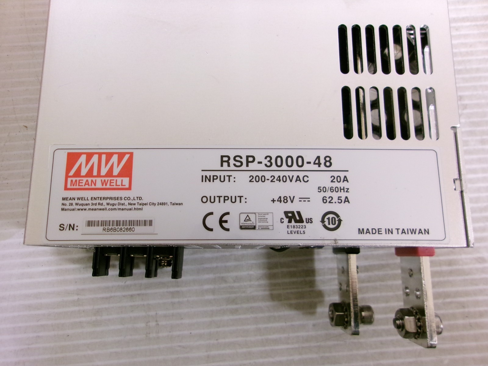 Mean Well RSP-3000-48 Power Supply Input 200-240VAC 20A Output +48VDC 62.5A